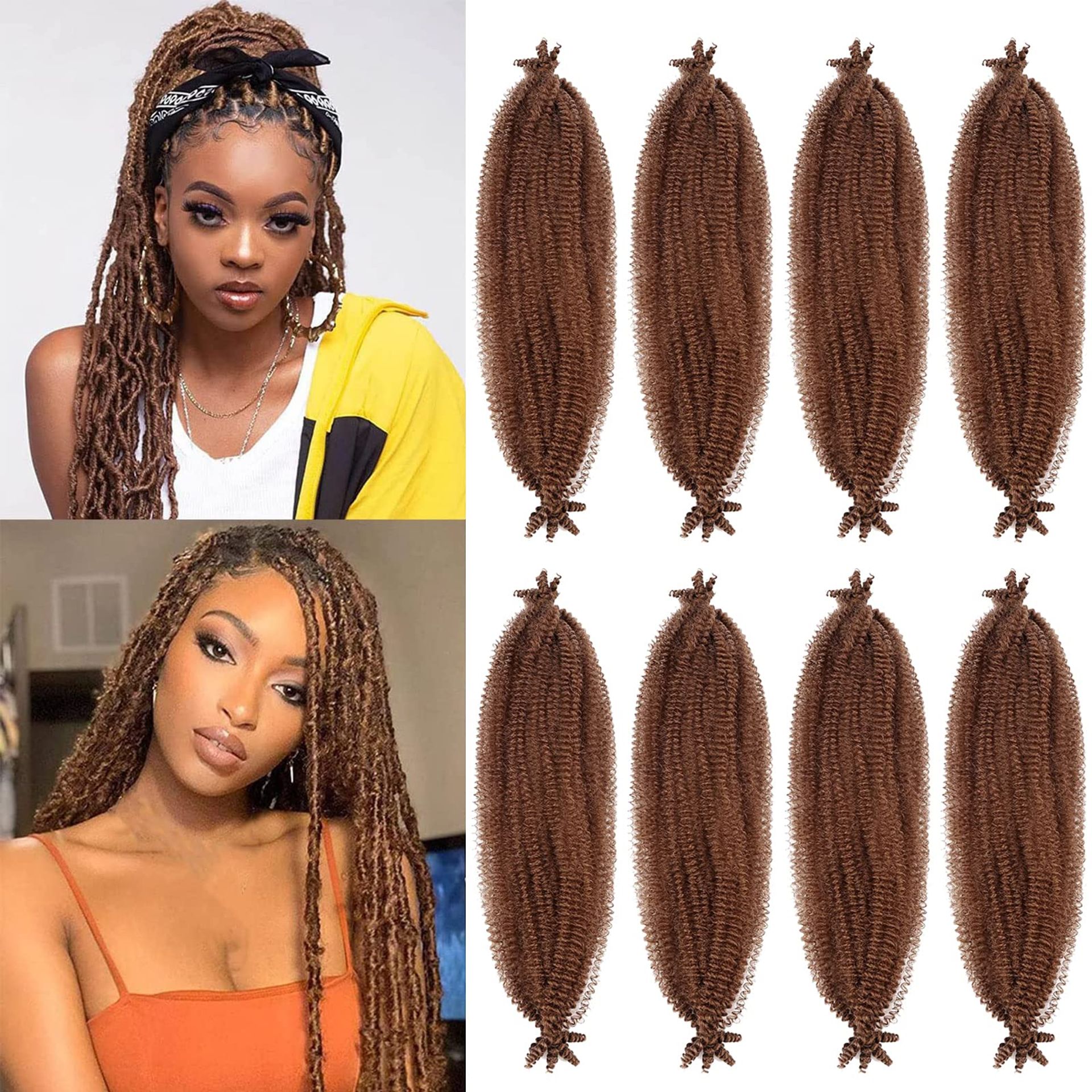 Springy Afro Twist Hair 8packs 24 pouces Marley Twist Tressage Cheveux pour Distressed Soft Locs Extension de Cheveux Printemps Twist Cheveux Synthétiques Bouclés Tressage Extensions de Cheveux