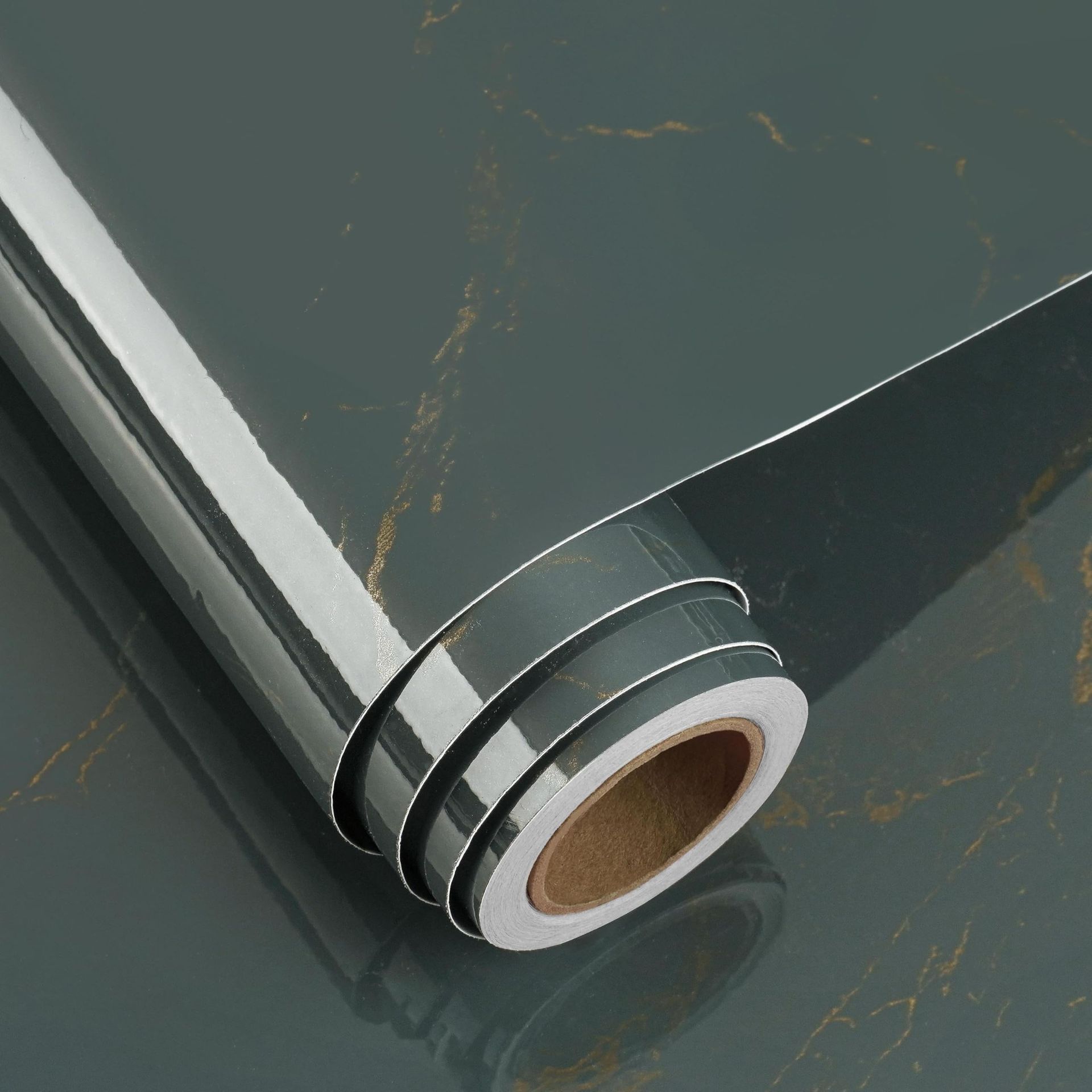 FunStick Green & Gold Marble Peel and Stick Wallpaper, 30CM×5M - Easy Removable Vinyl Wrap