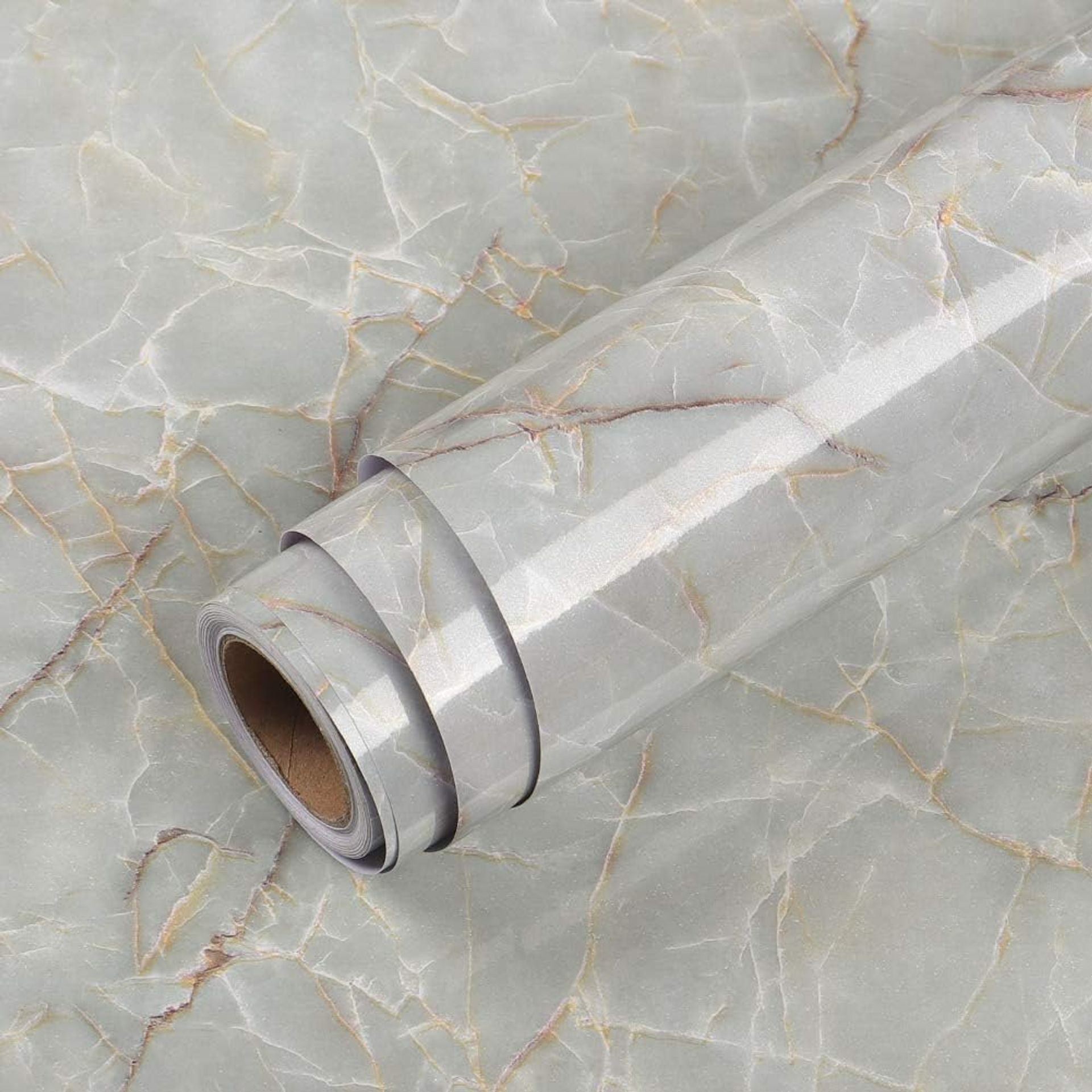 Marble Effect Self Adhesive Vinyl Wrap for Kitchen Worktop, Waterproof Sticky Back Plastic, 40cm x 2m