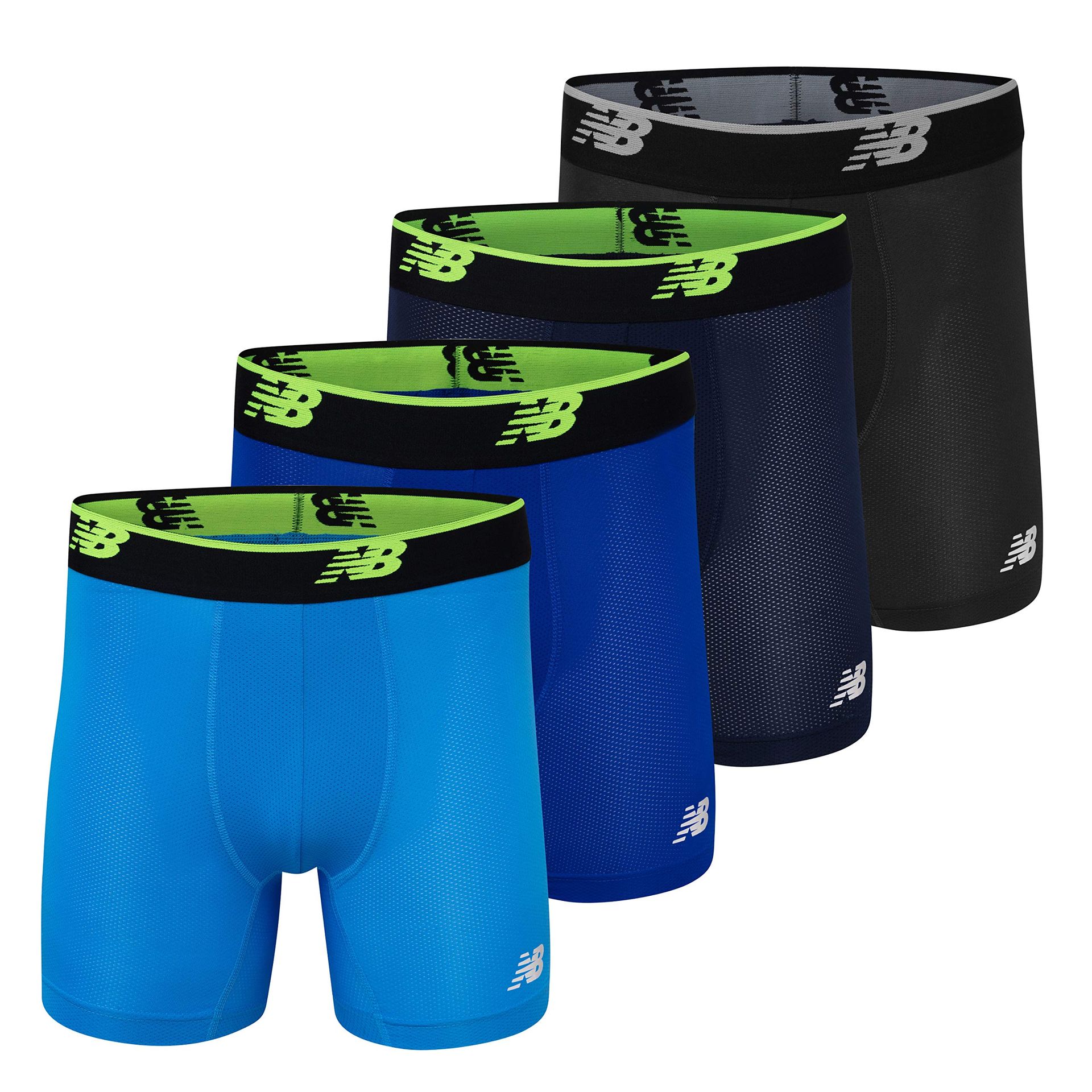 New Balance Men's Ultra Soft Mesh 5" No Fly Boxer Briefs(4-Pack of Underwear)