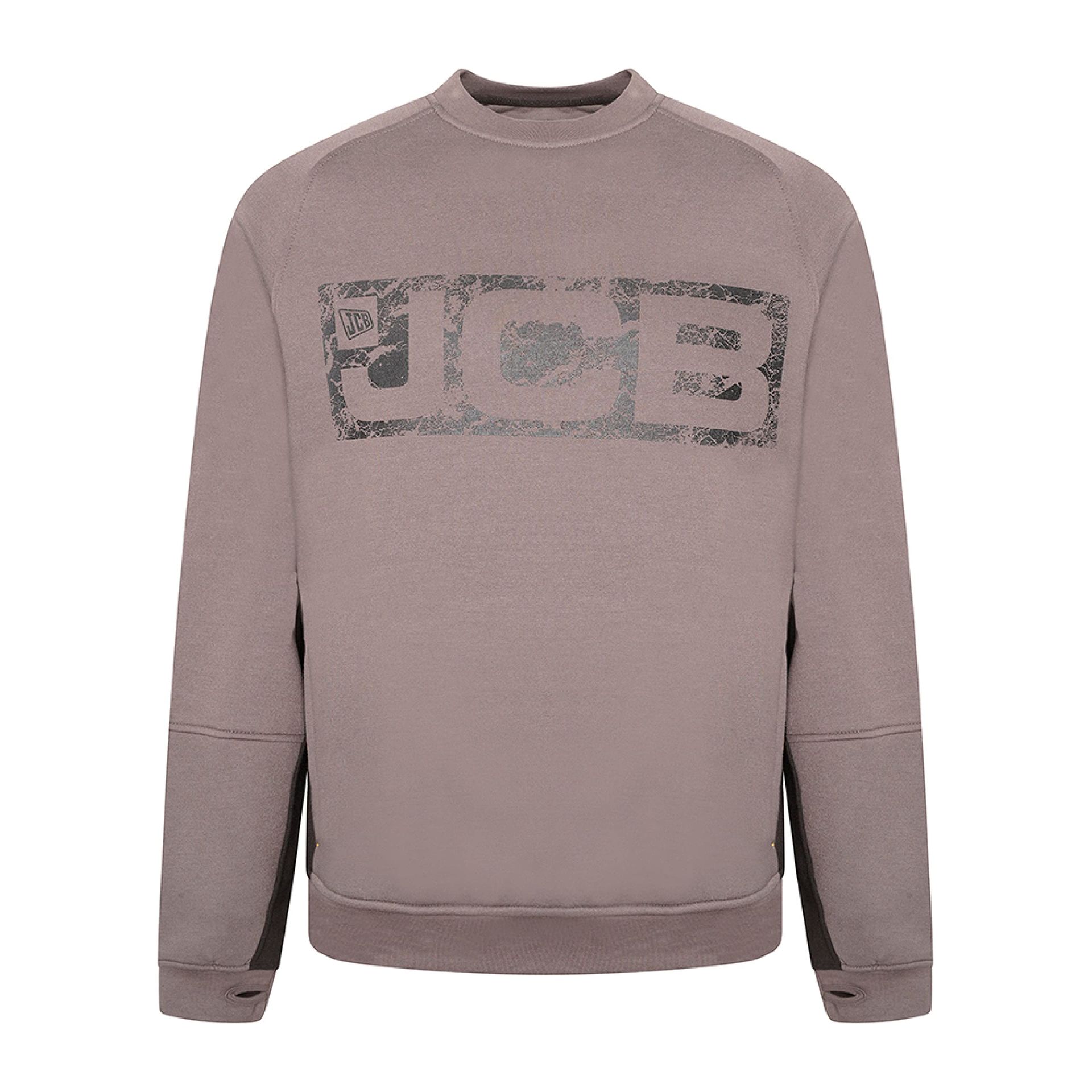 Men's Trade Crew Sweatshirt Heavyweight Cotton Rich with Cordura Elbow Patches & Zip Pockets - Grey Small