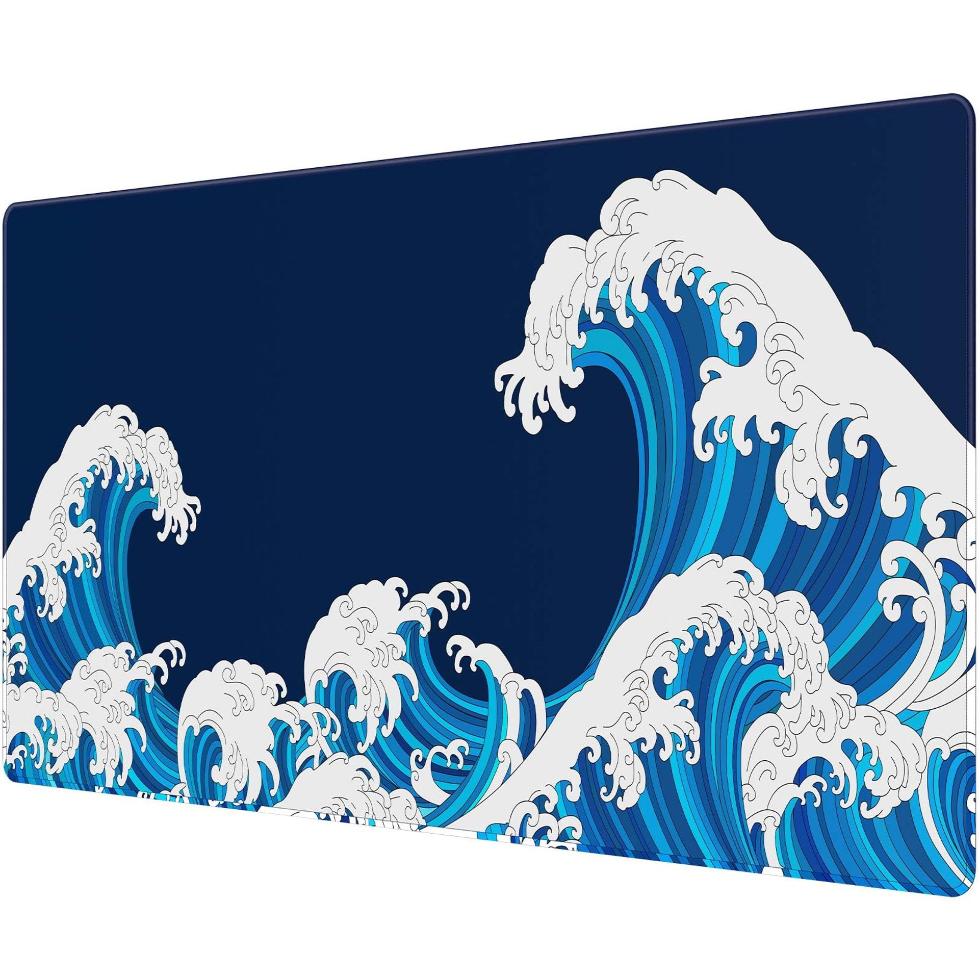 Large Blue & White Sea Wave Mouse Pad Desk Mat 900x400mm Non-Slip Rubber Base