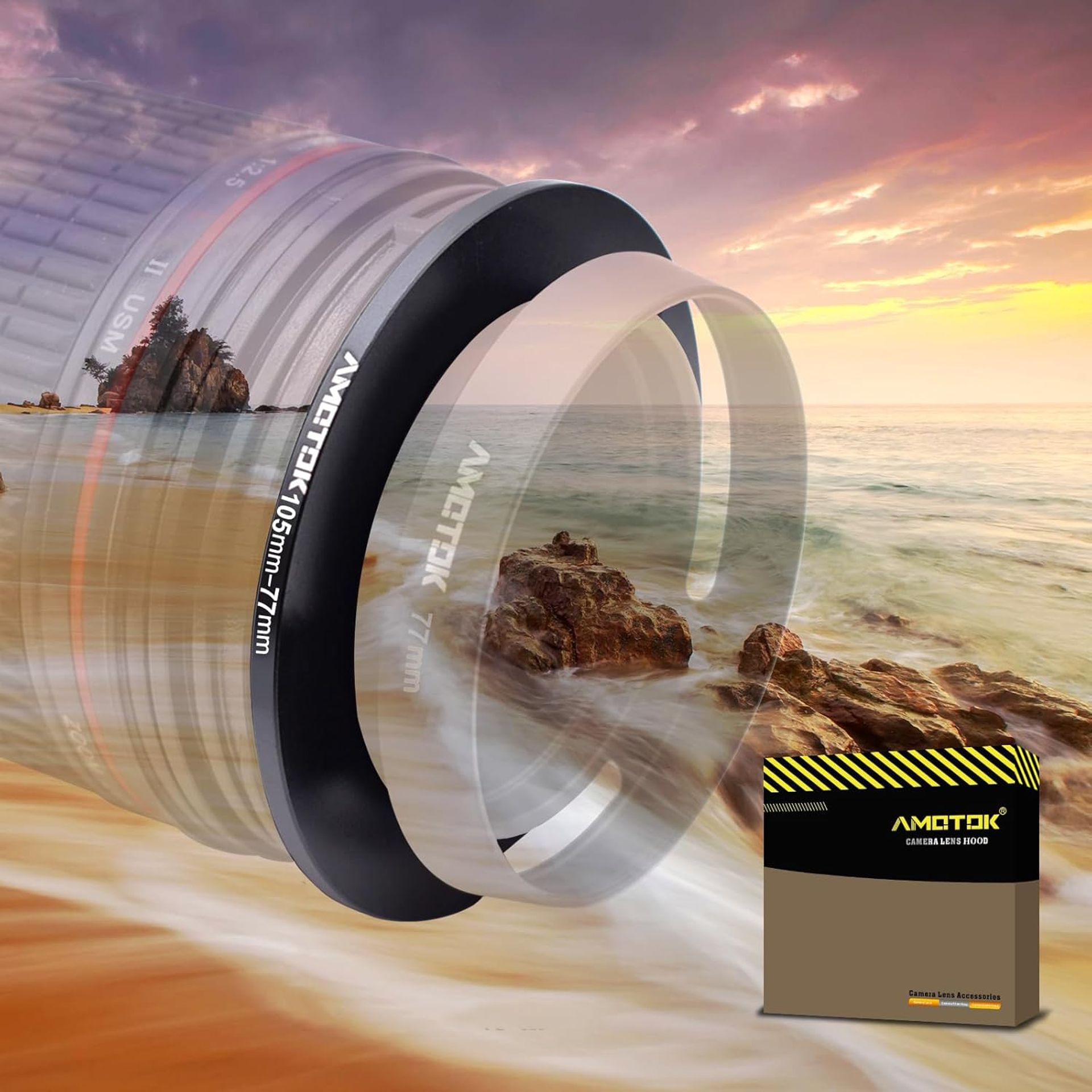 105mm to 77mm Step-Down Lens Adapter Ring - Compatible with All 77mm Accessories