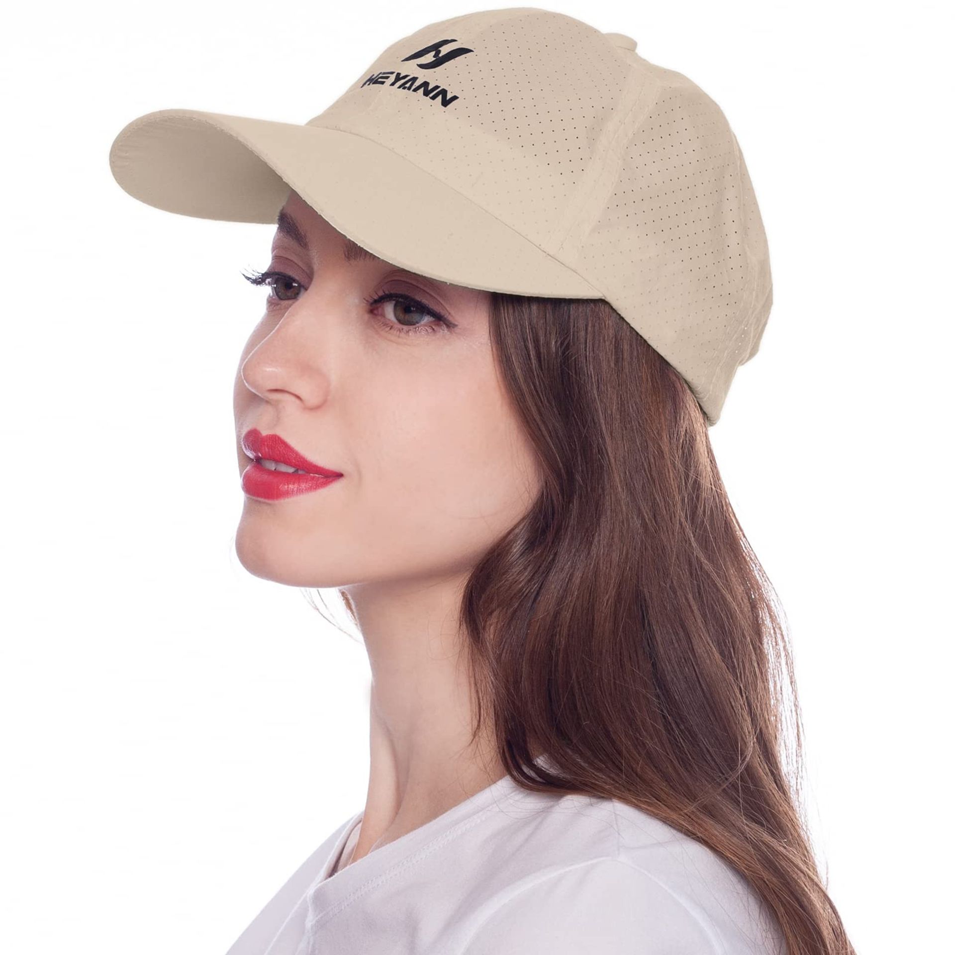 HEYANN Beige Quick Dry Mesh Baseball Cap - Adjustable for Men & Women, Lightweight & Breathable