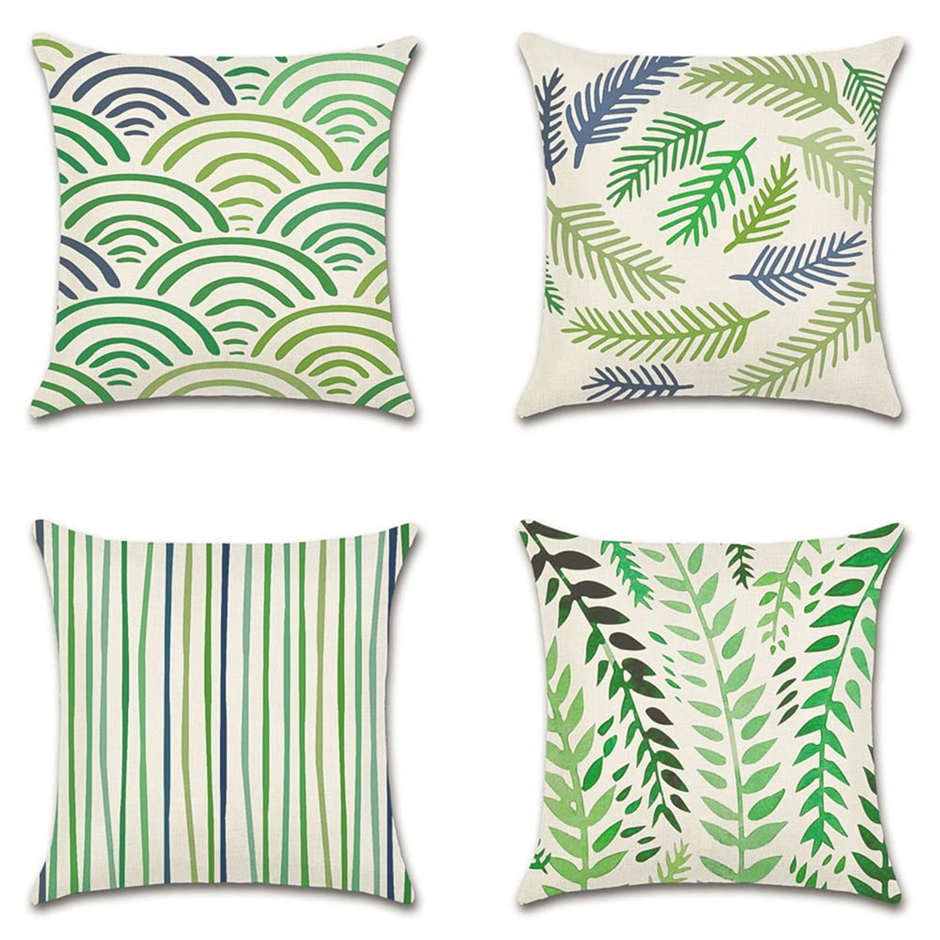 Set of 4 Decorative Cushion Covers Waterproof Linen for Indoor Outdoor Use - Tropical Plants 2 50x50cm