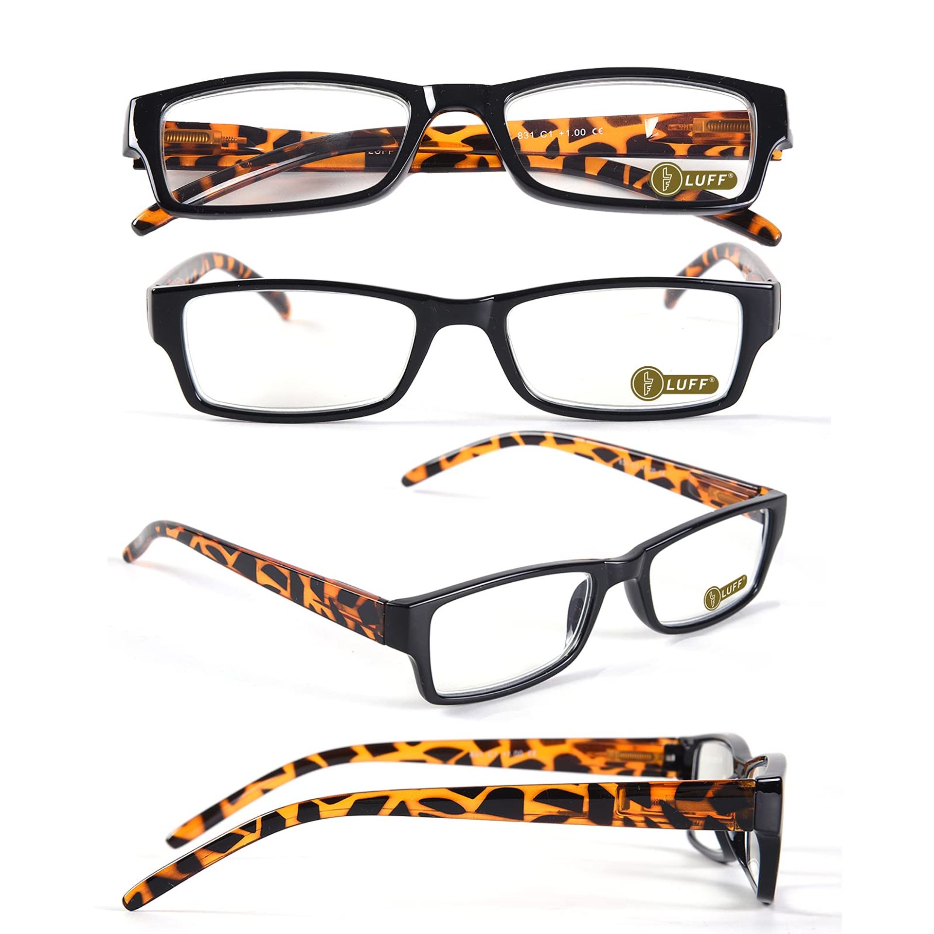 Blue Light Blocking Reading Glasses Anti Eye Strain Lightweight Spring Hinge 4 Pack - Mix Colour 4.0x