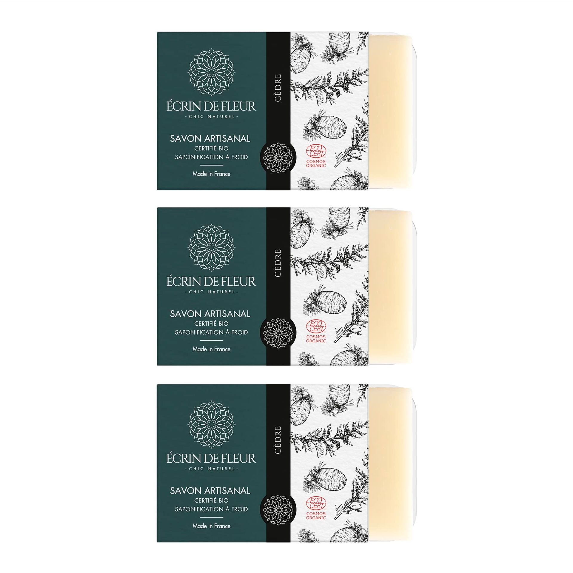 Handmade Organic Cedar Soap 3-Pack - Vegan, Cruelty-Free, SLS-Free
