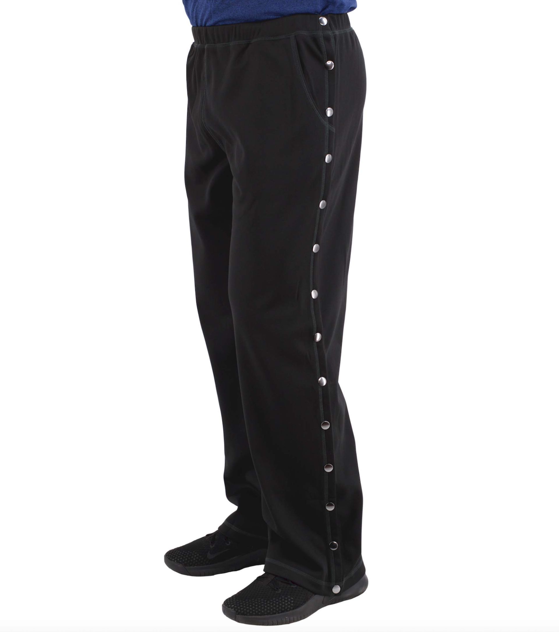 Post Surgery Tearaway Pants Easy Snap Closure Adaptive Recovery Wear for Men & Women - Black 3XL