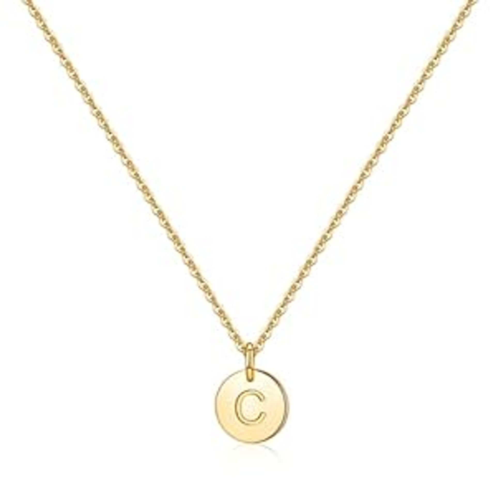 14K Gold Filled Tiny Disc Initial Necklace for Girls - Personalised Monogram Jewellery Gift Idea Letter C