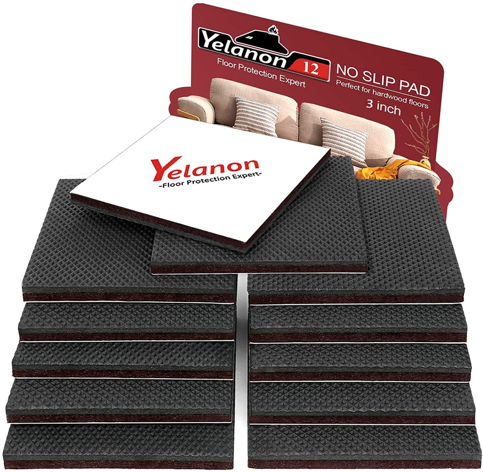 Non Slip Furniture Pads - 12pcs 3" Grippers for Hardwood Floors, Anti Slide Furniture Protectors