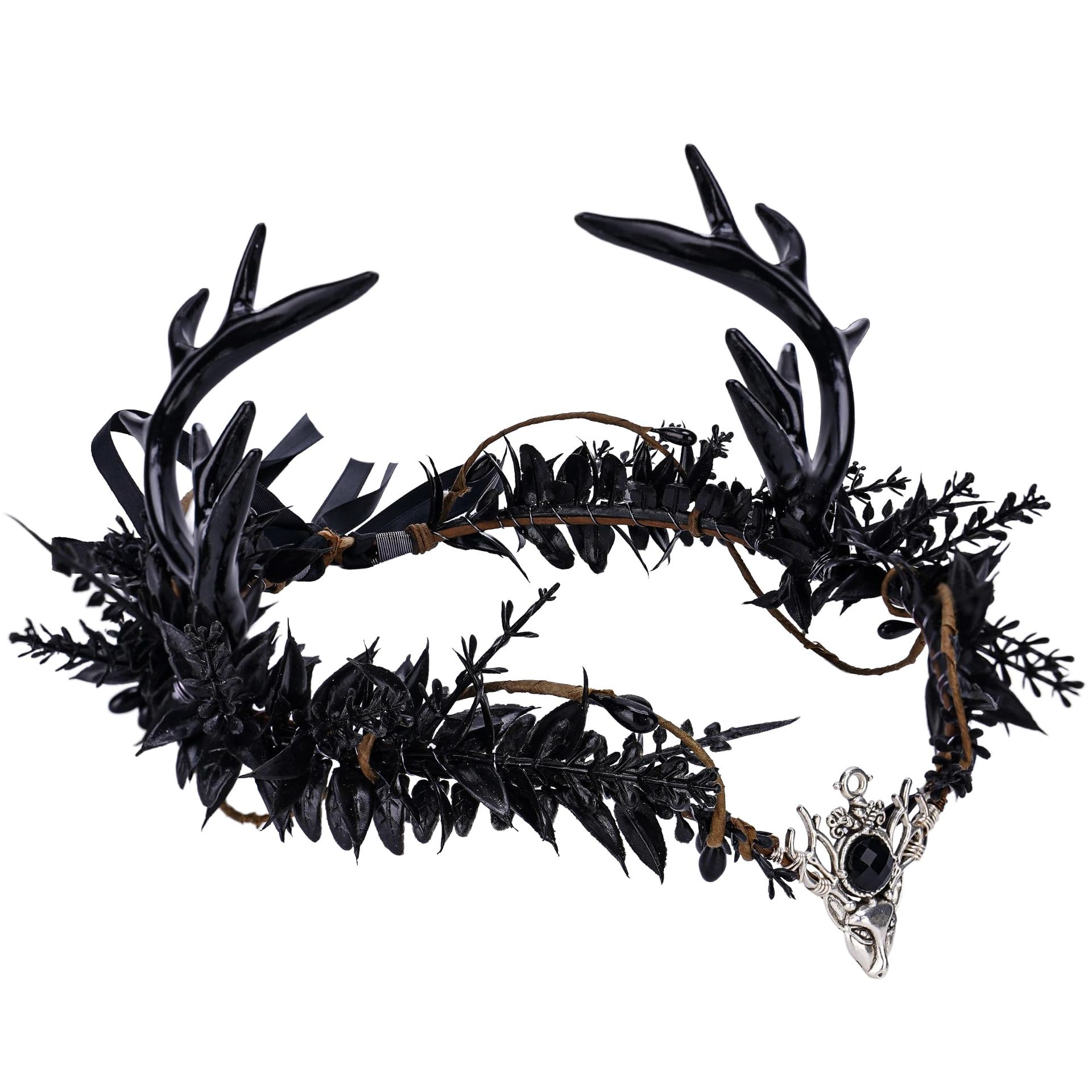 Black Antler Crown for Halloween Cosplay & Renaissance Women - Unique Fancy Dress Accessory