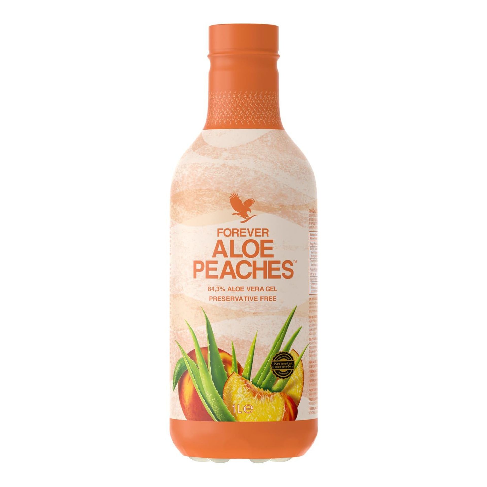 Aloe Peaches Flavoured Aloe Vera Gel 83.4% Pure Inner Leaf, Vitamin C, Vegan Friendly Drink - Peach 1L