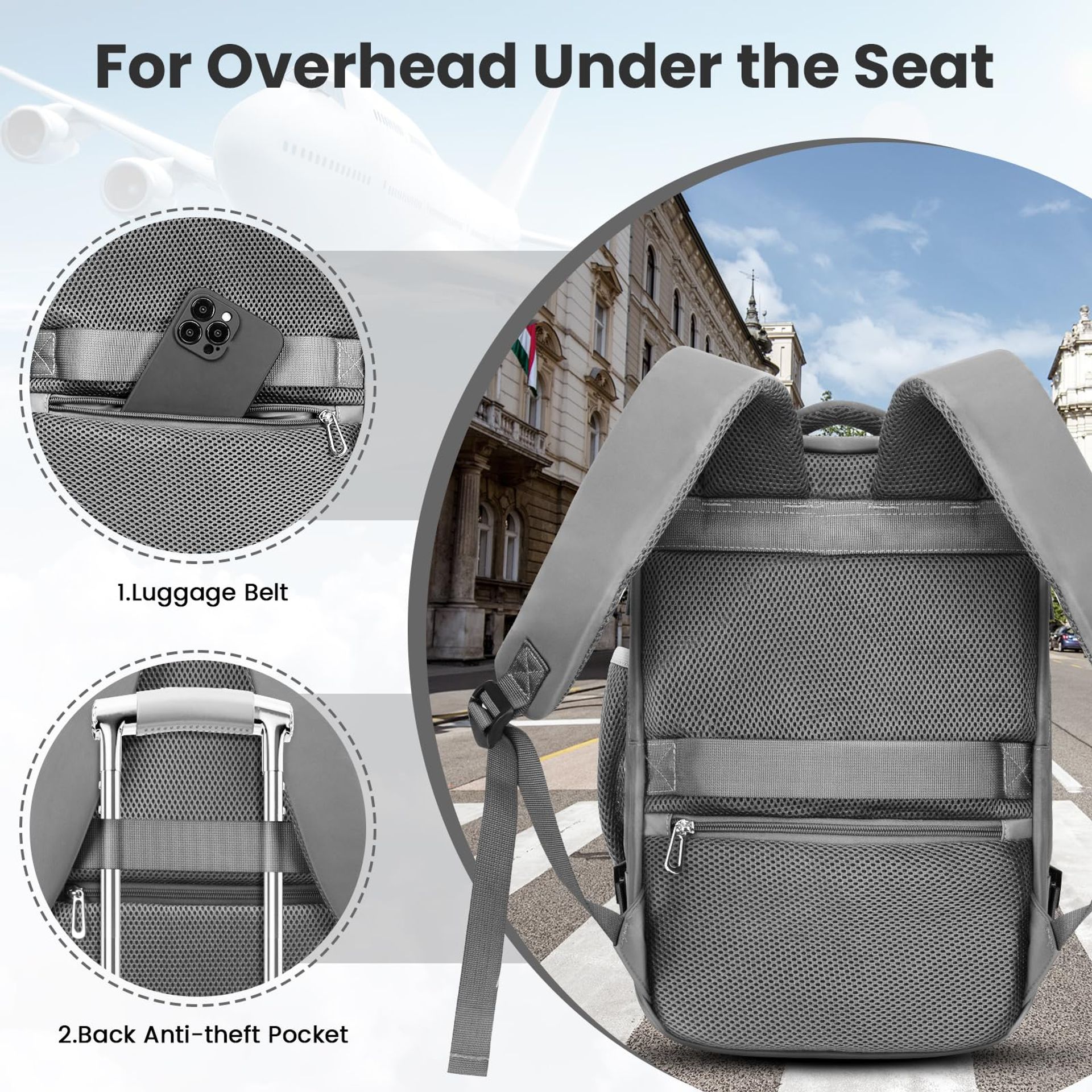 Sac à Dos Hayayu 40x20x25 - Cabine Ryanair - Bagage à Main Sous Siège - Crème