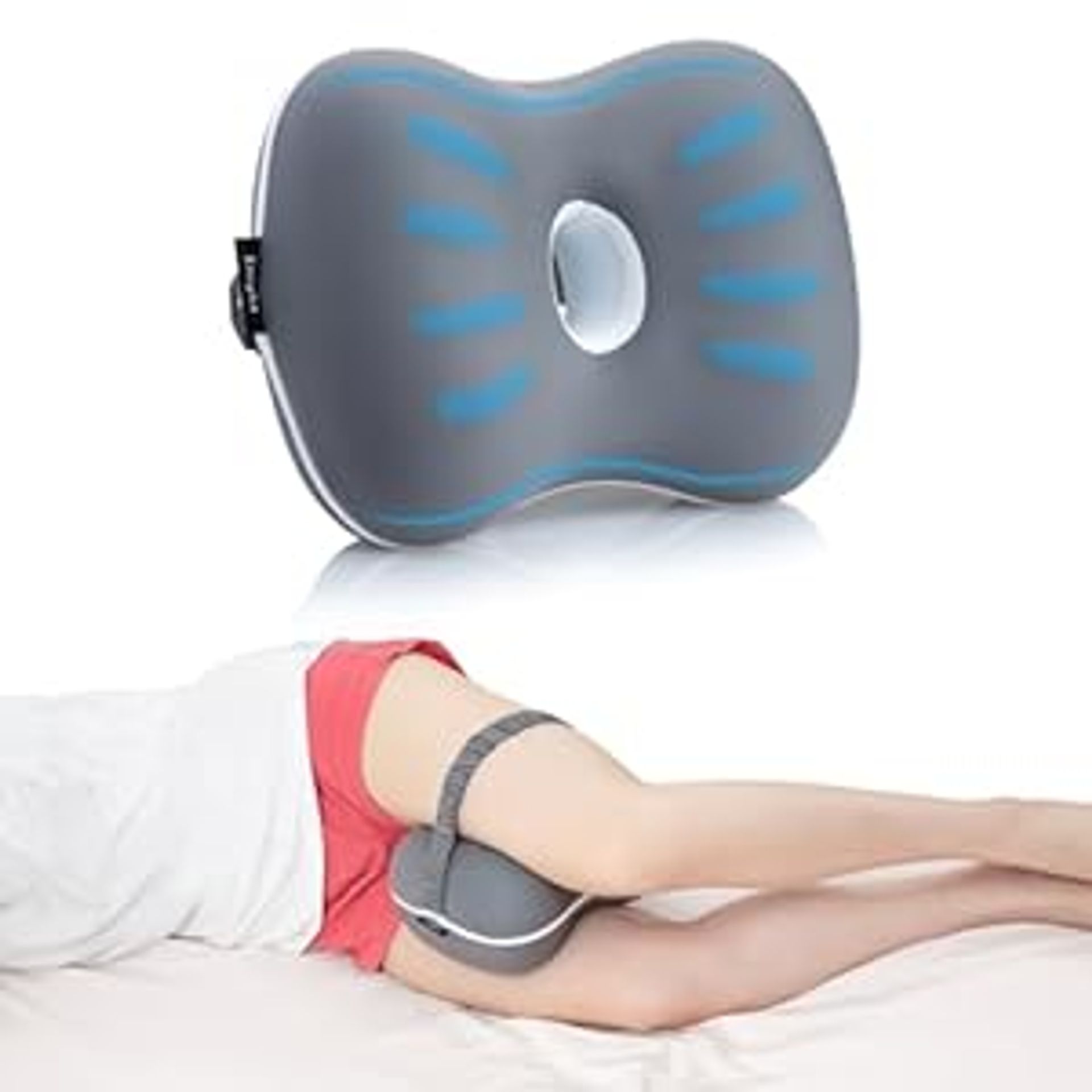 Memory Foam Knee Pillow with Cooling Cover Ergonomic Support for Side Sleepers - Grey Grey 5090-leg