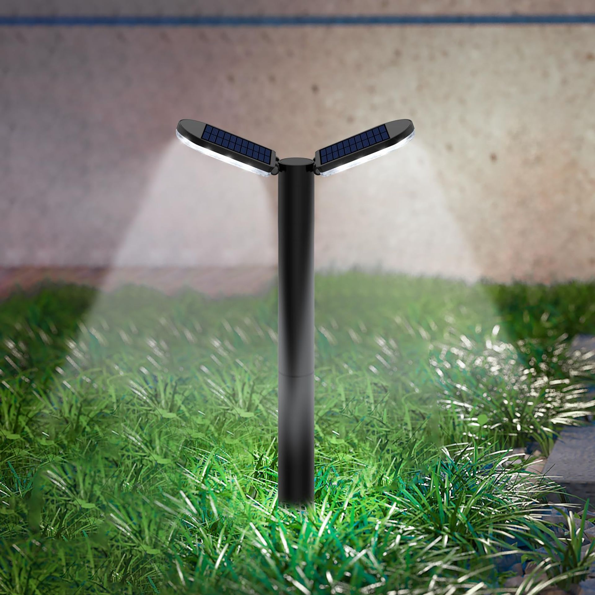 Solar Lawn Lights Outdoor 2 Pack – 68cm Adjustable 120° Pathway Lamps with Warm & Cool White Lighting, IP65 Waterproof for Gardens & Paths