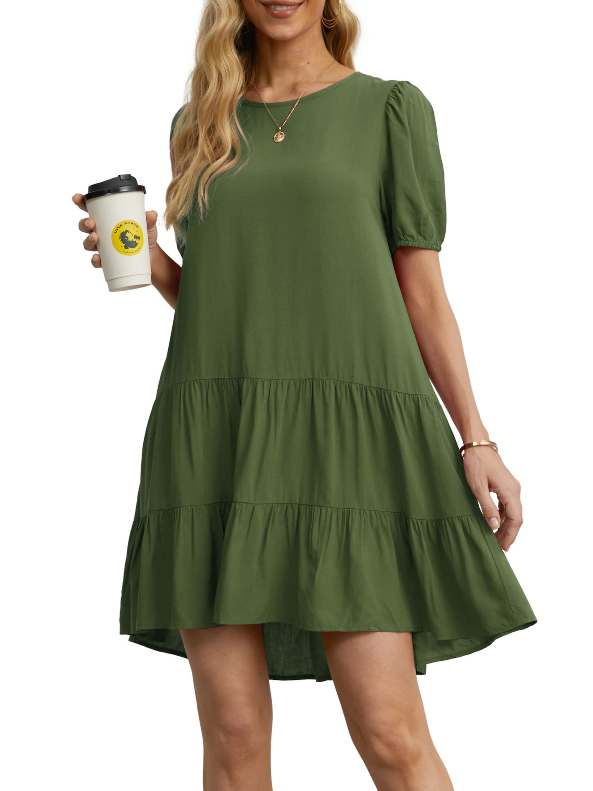 Summer Dresses For Women UK, Womens Summer Casual Mini Dress With Crew Ne