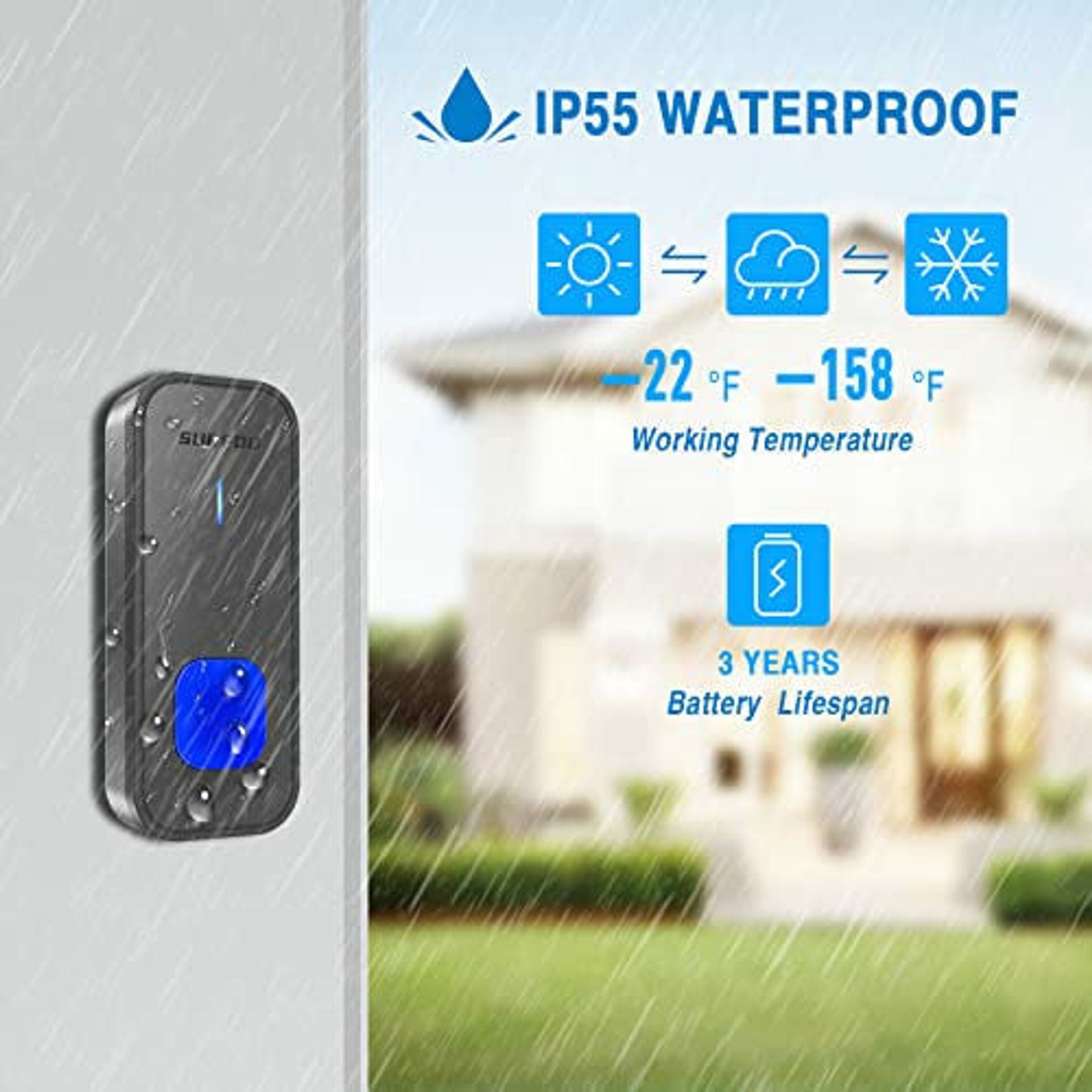 Loud Wireless Doorbell Plug in Cordless Doorbells Waterproof Door Bell Chime Kit | UK