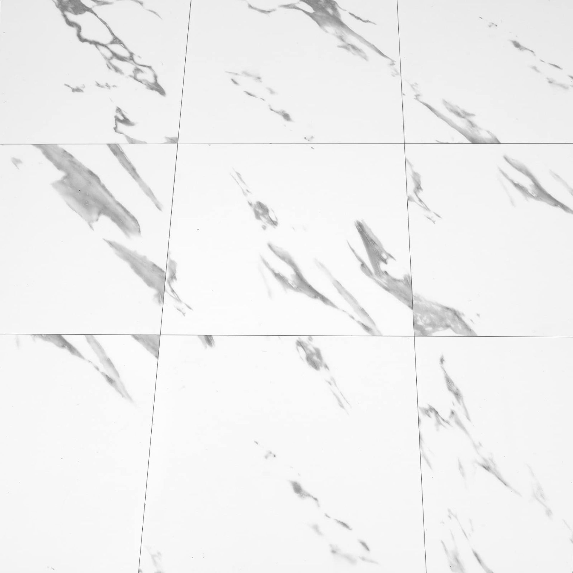 Self Adhesive Vinyl Floor Tiles, White Marble Peel & Stick Waterproof Flooring for Kitchen, Bathroom & Living Room - 30x30cm 10pcs