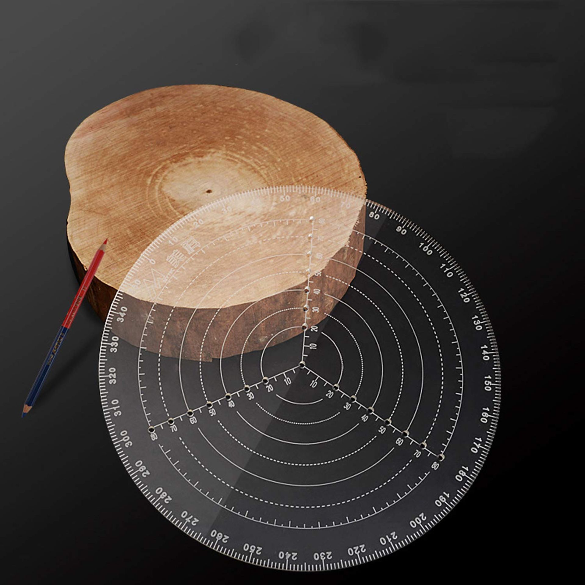 30cm Clear Acrylic Centre Finder Tool & Compass For Woodworking And Lathe