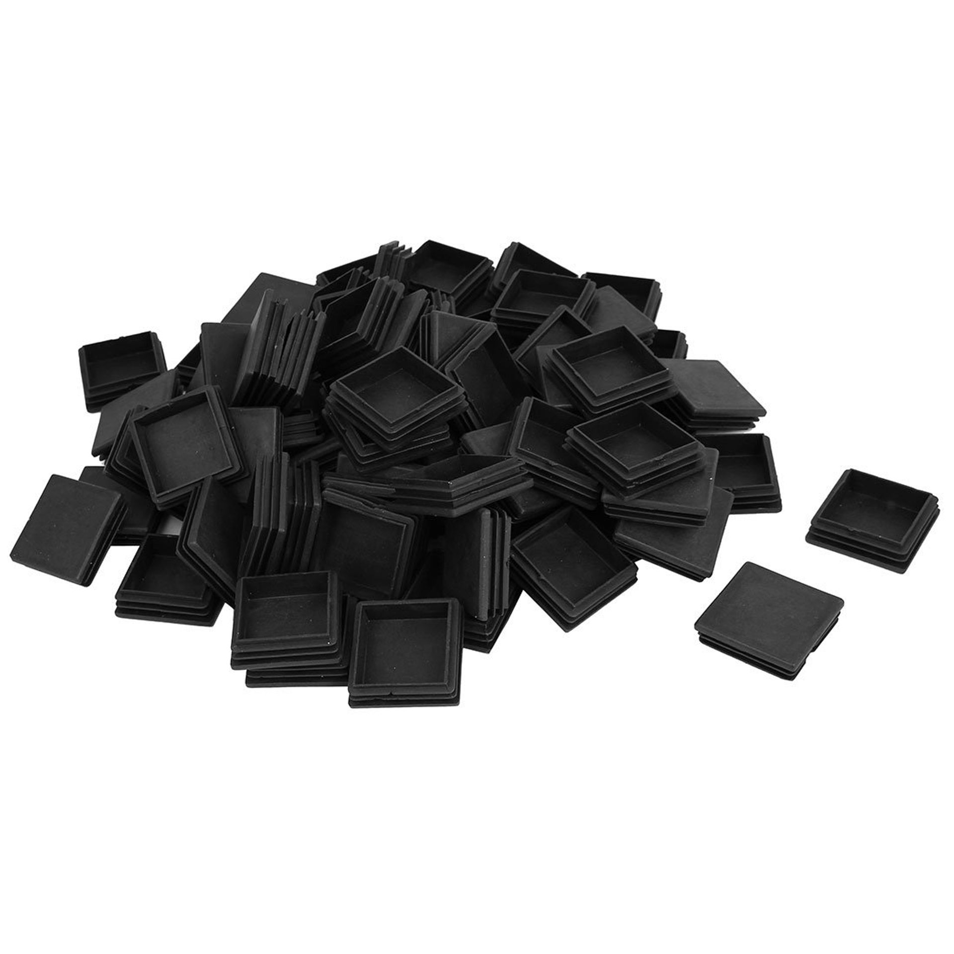 Plastic Square Blanking End Caps Tubing Inserts 100pcs Protects Tube Edges Prevents Rust - Black 50mm x 50mm
