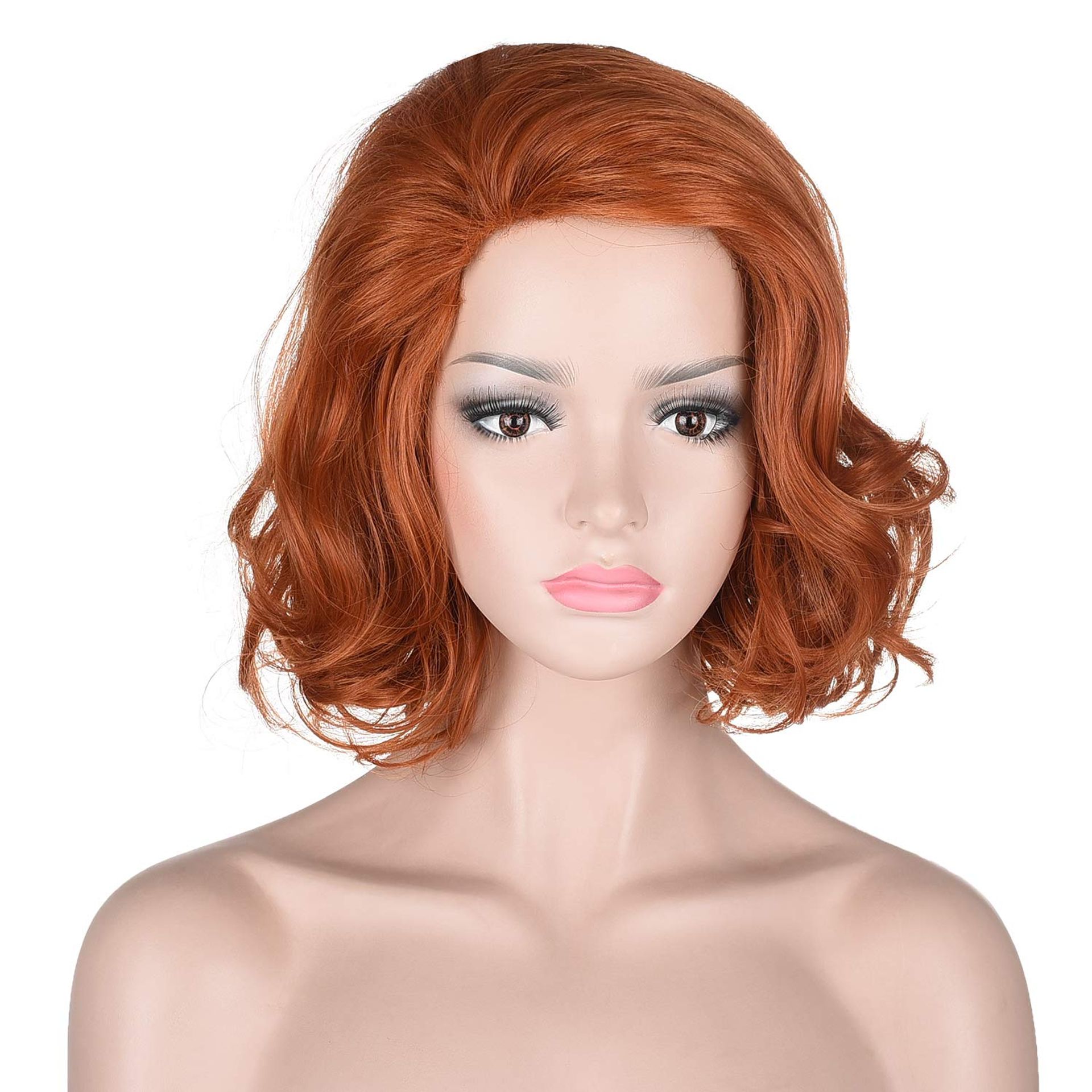 Women's Short Wavy Cosplay Wig 13-Inch Synthetic Hairpiece for Costume and Halloween Parties - Ginger Orange 13"