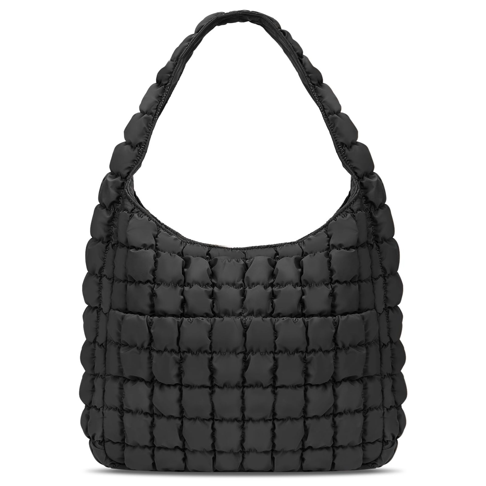 HICARRY Quilted Tote Bag With Pockets Puffer Bag For Women, Soft Cotton L