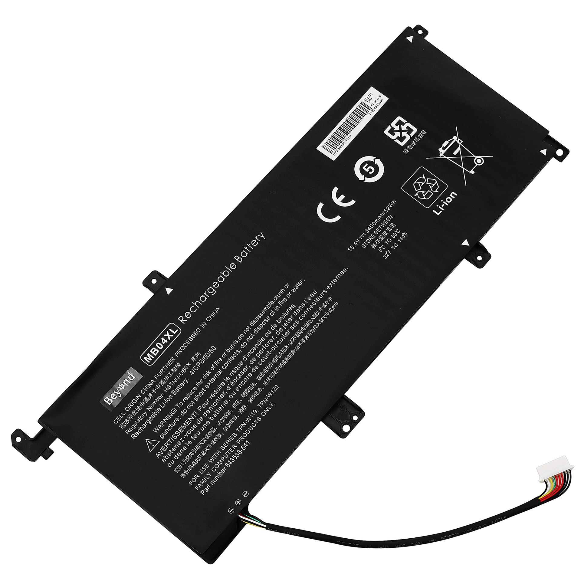 HP Replacement Laptop Battery Compatible with MB04XL MB04055XL Envy X360 M6 Series - Black MB04XL