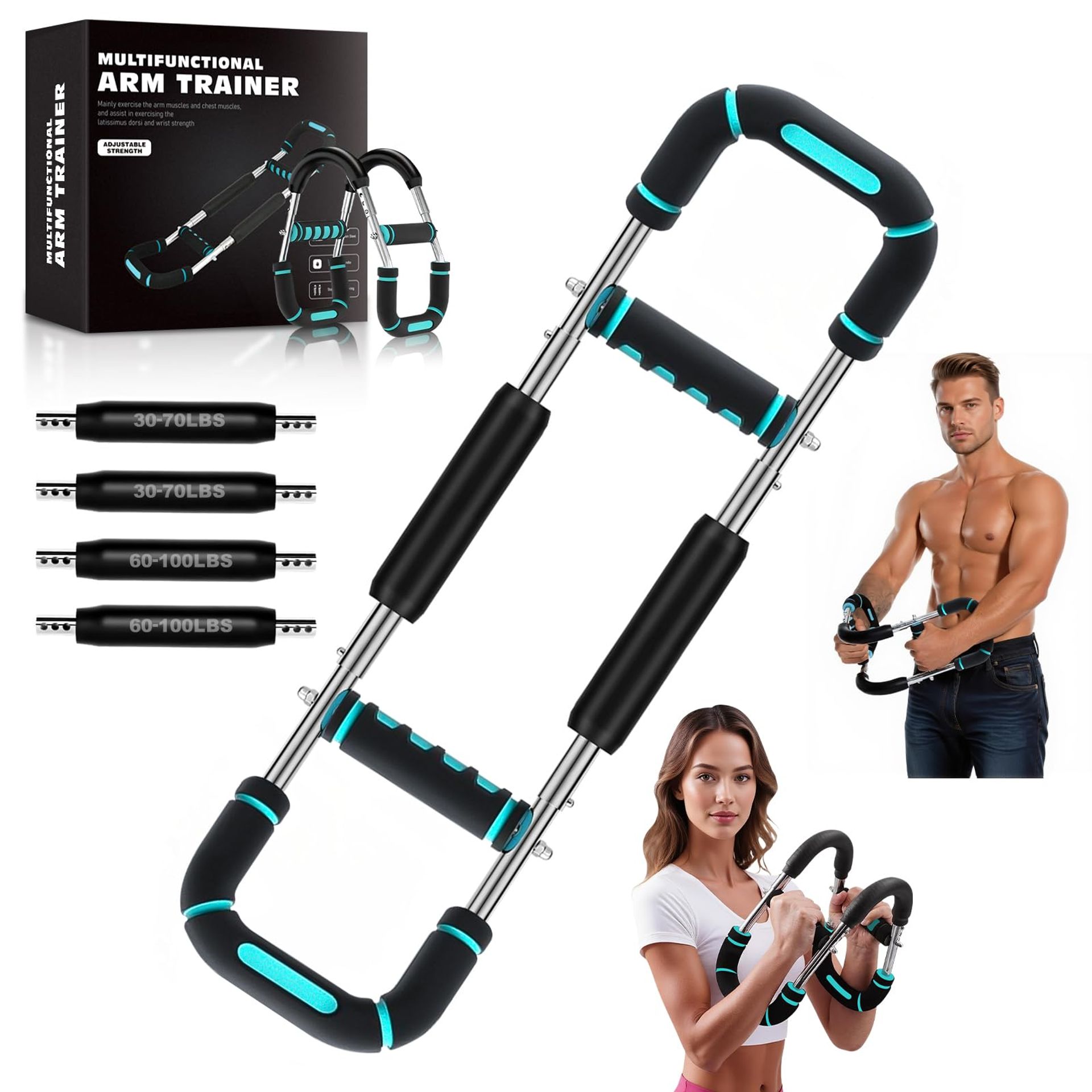 Twister Arm Trainer Adjustable Resistance Chest & Arm Exerciser Portable Fitness Equipment - Grey One Size