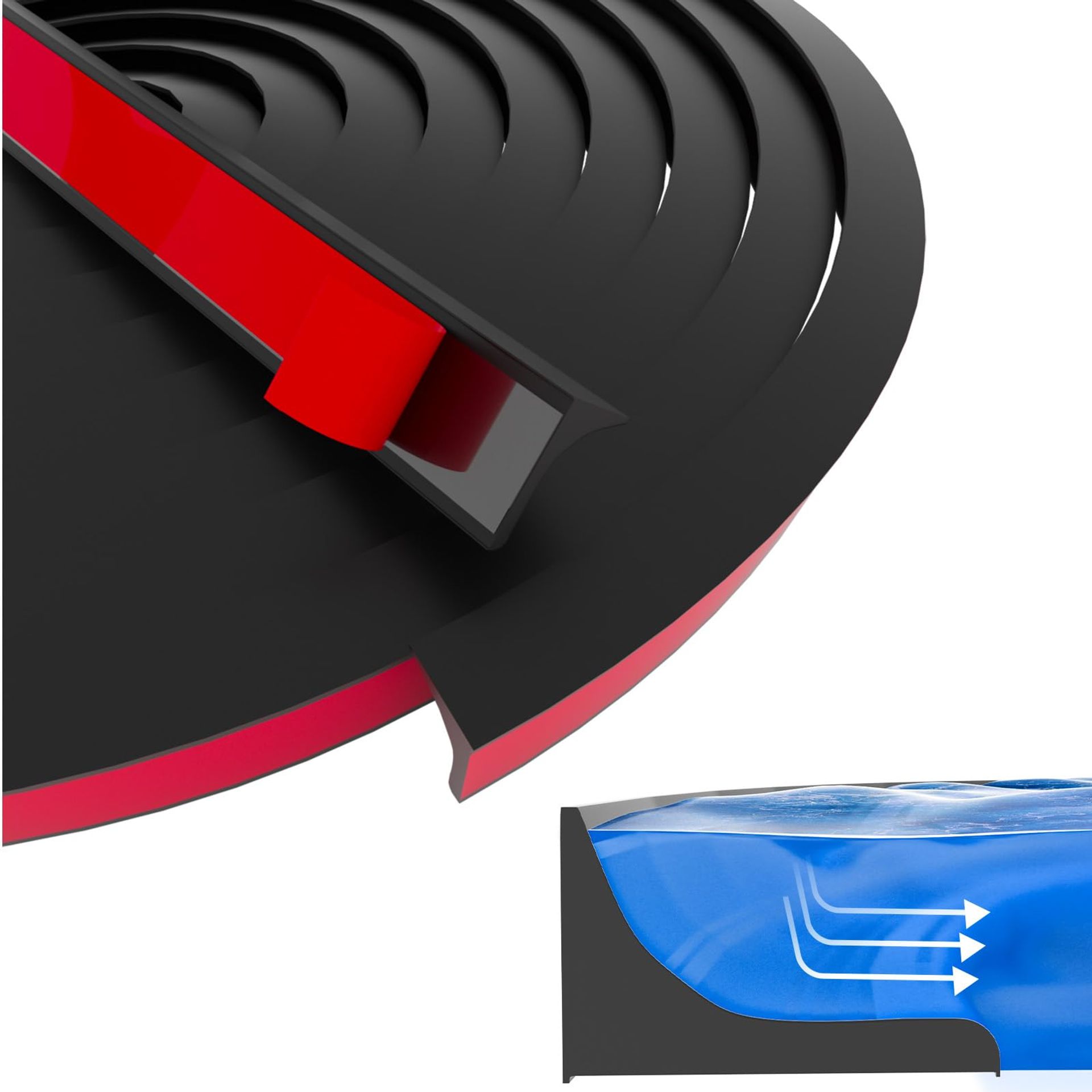 2M Black Silicone Shower Threshold Water Stopper - Wet Room Floor Barrier