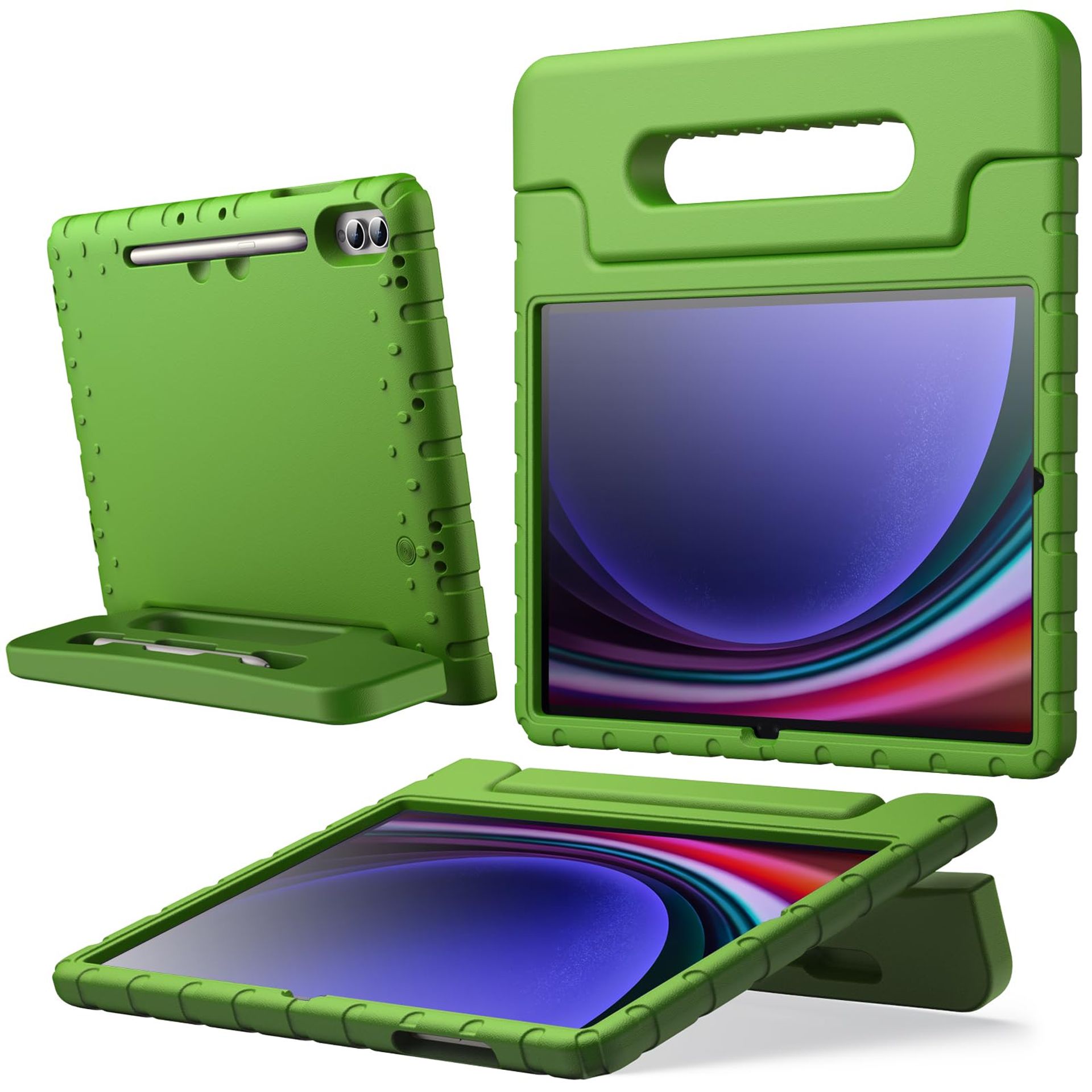 JETech Kids Case for Samsung Galaxy Tab S10 Plus/Tab S9 Plus 12.4-Inch with S Pen Holder, Shockproof Lightweight Tablet Cover with Handle Stand, Support S Pen Charging (Green)