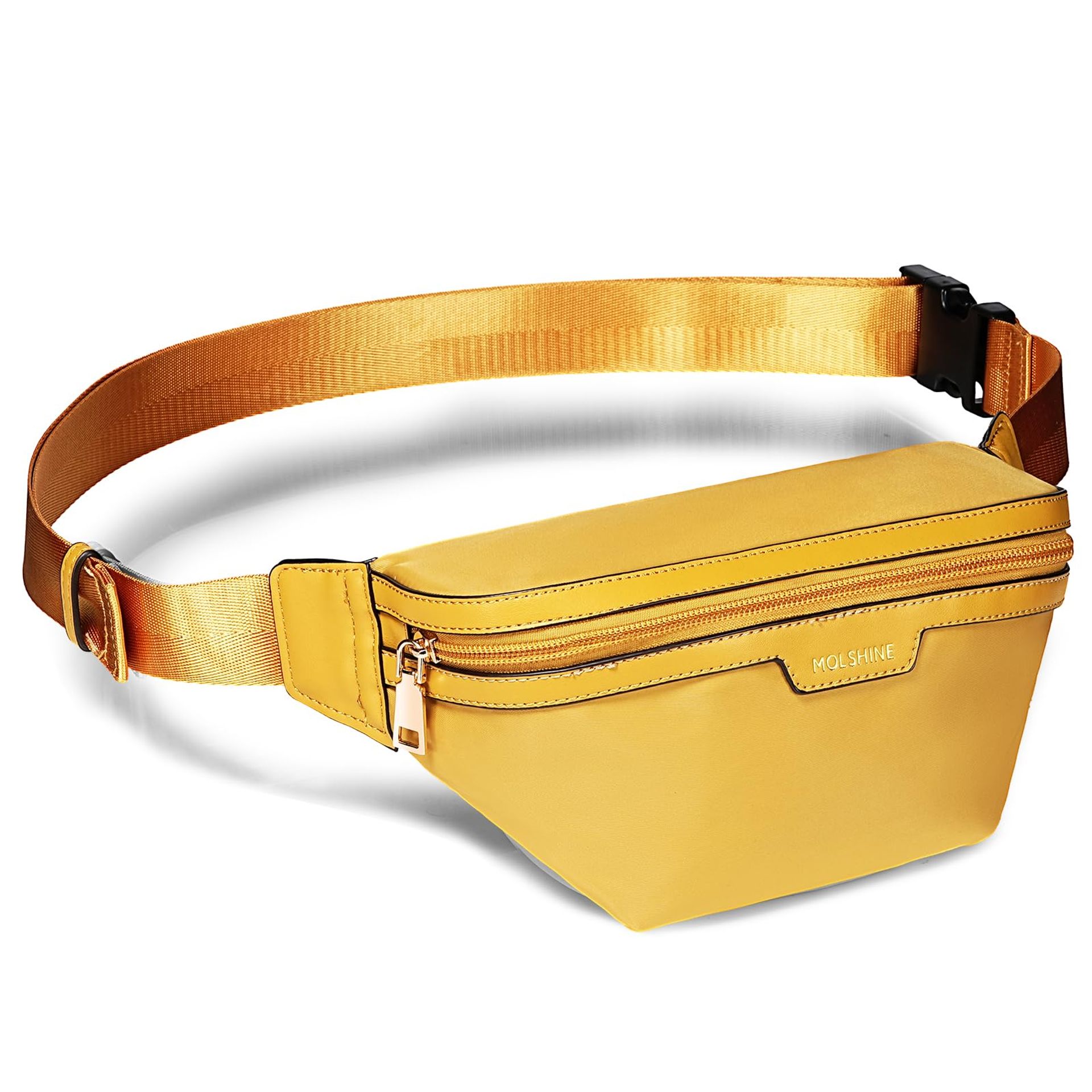 Unisex Bum Bag Fanny Pack Crossbody Waist Bag with Phone Pocket and Card Holder for Travel, Running & Cycling - Yellow Brown M