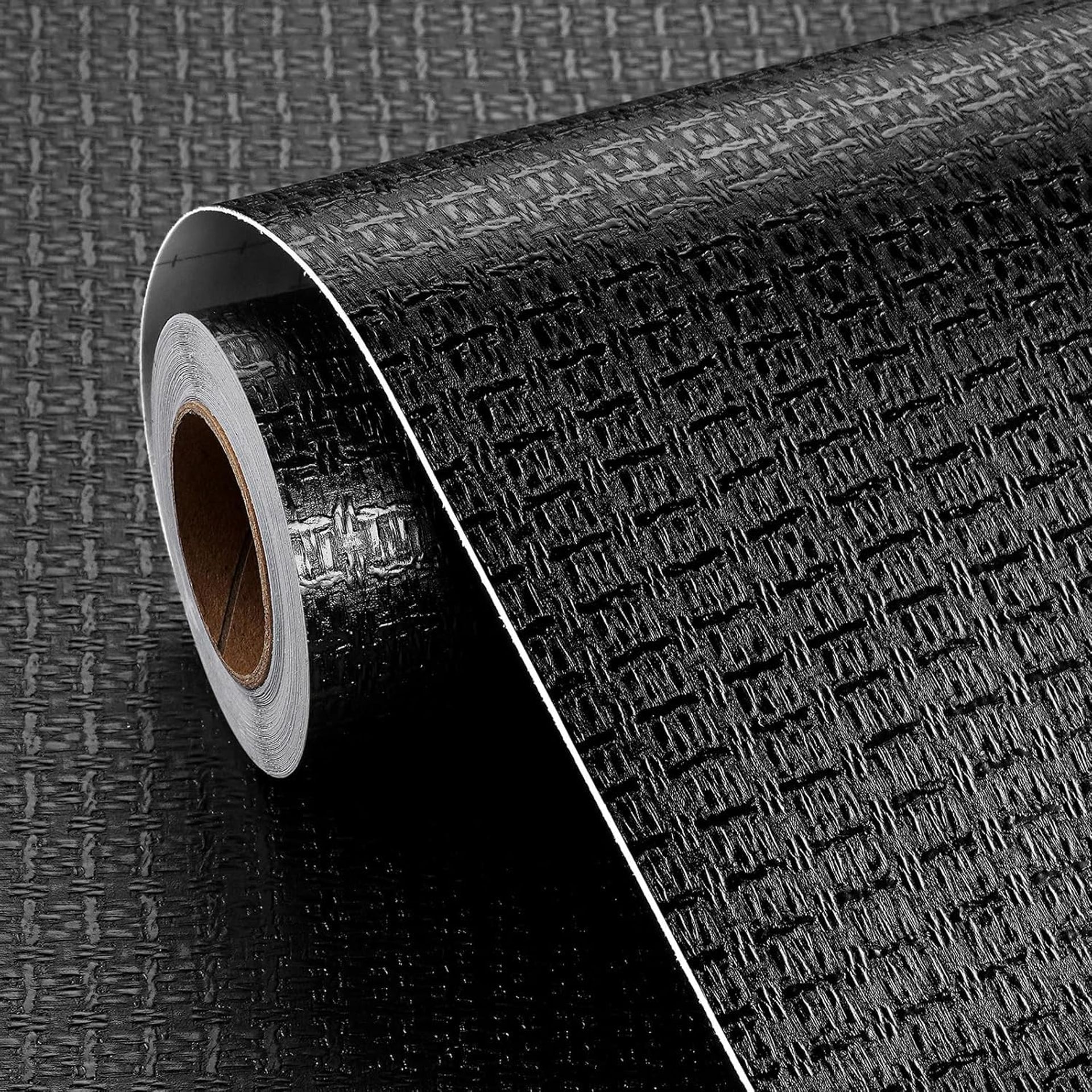 Black Self Adhesive Wallpaper 60cm x 5m – Waterproof Textured Vinyl Wrap for Walls, Furniture, Cupboards & DIY Renovations