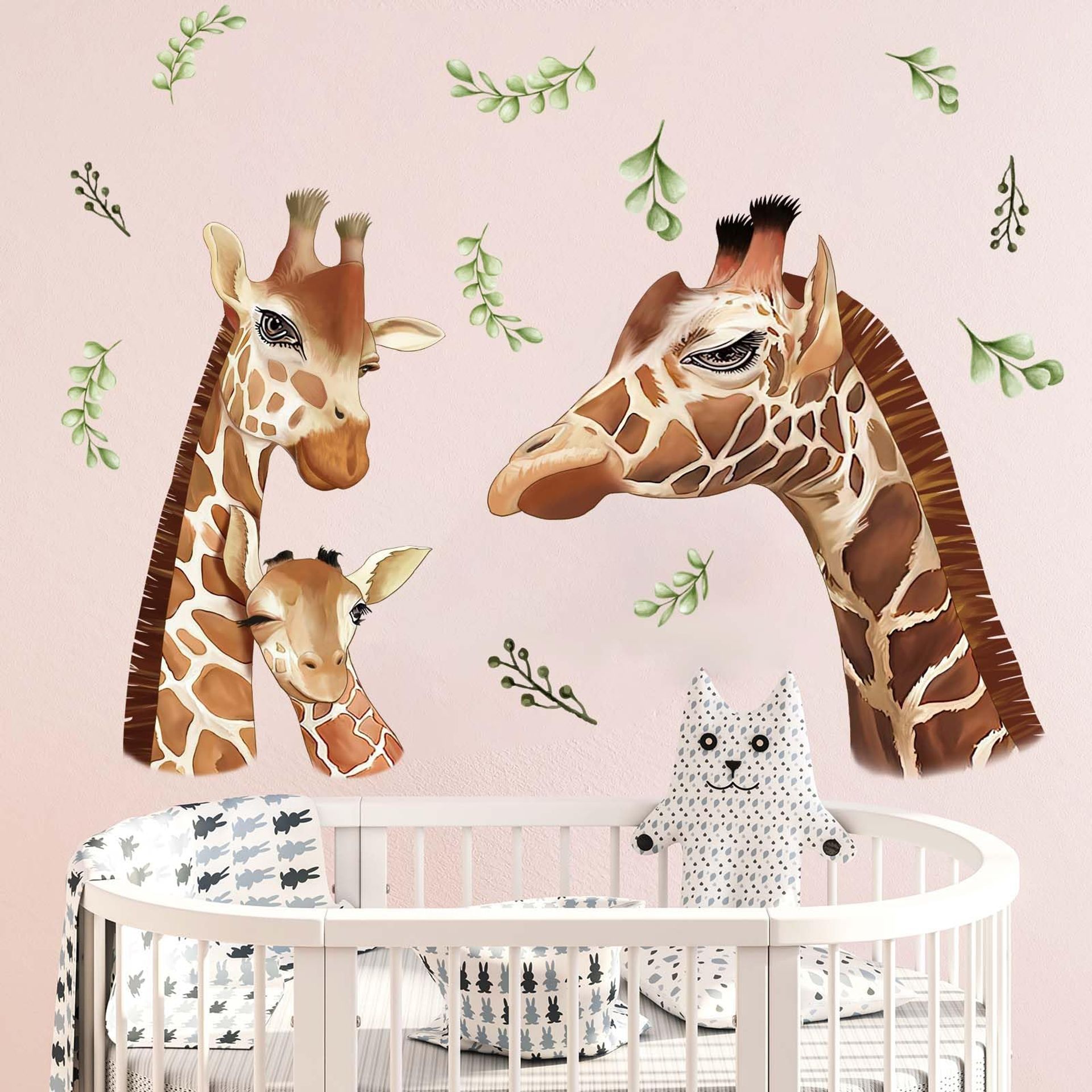 Amimagen Giraffe Family Wall Stickers - Safari Animal Baby Wall Decals - Nursery Kids Girls Boys Room Daycare Playroom Classroom Wall Decor