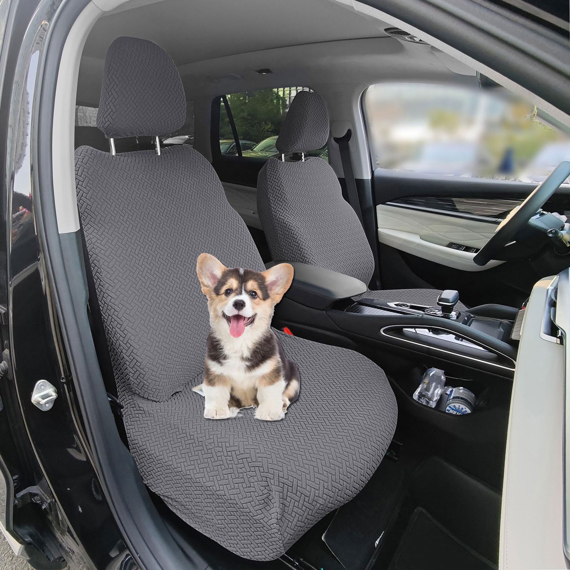 2 Pack Car Seat Covers Universal Fit Breathable All-Season Protectors with Headrest Covers for Cars & SUVs - Light Grey