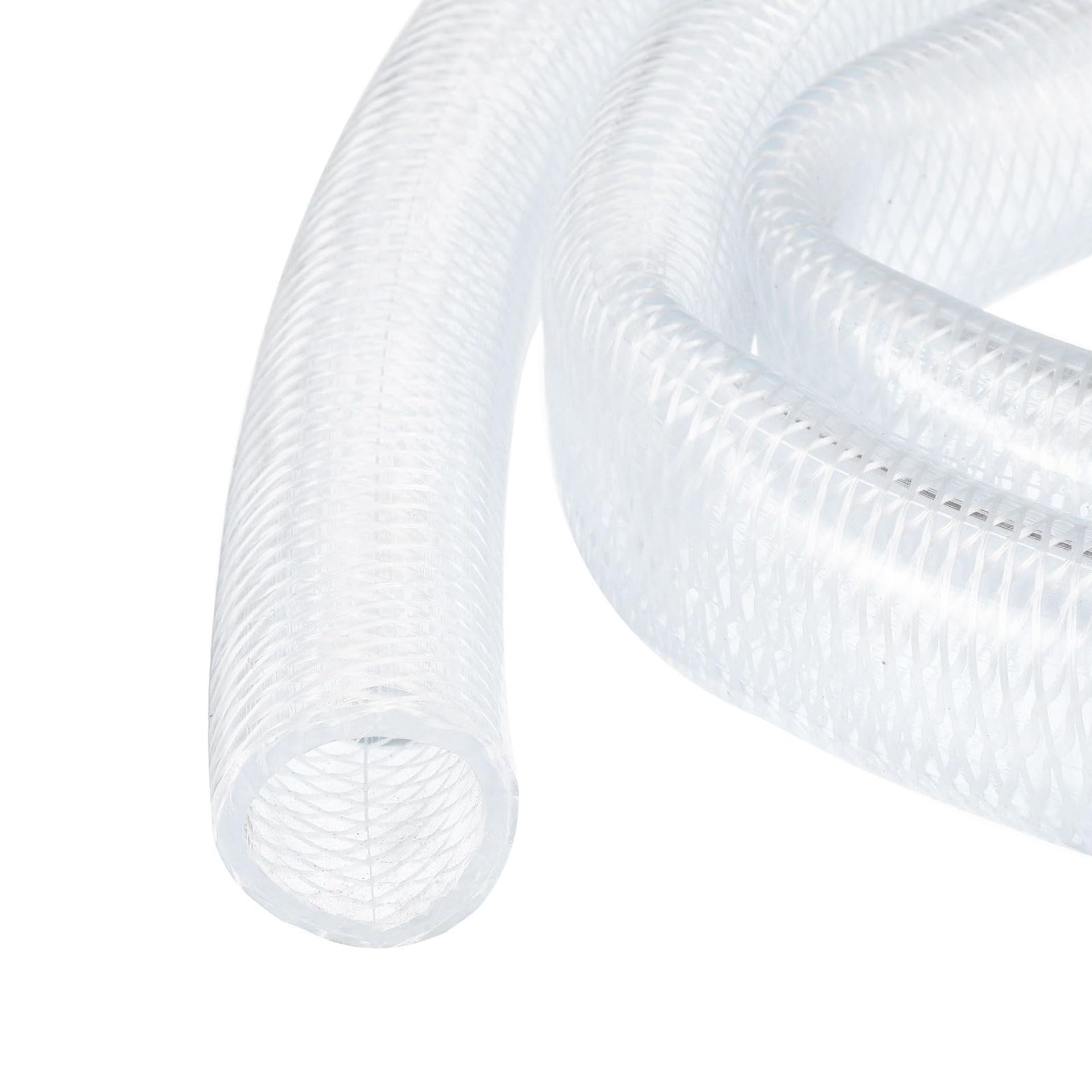 Flexible PVC Reinforced Braided Hose Clear Plastic Tubing 10ft High Pressure for Garden, Aquarium & Water Transfer - Clear 25.4x31.8mm