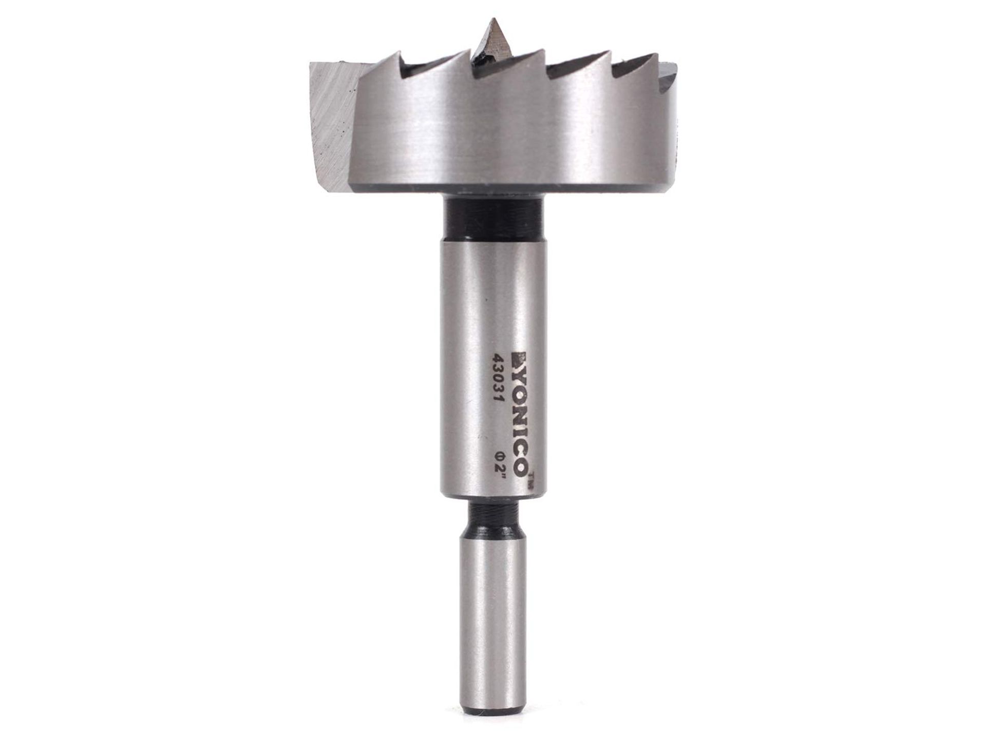 Forstner Drill Bit Precision Flat Bottom Hole Cutter 2-Inch Diameter Steel 3/8-Inch Shank - Silver 43031S
