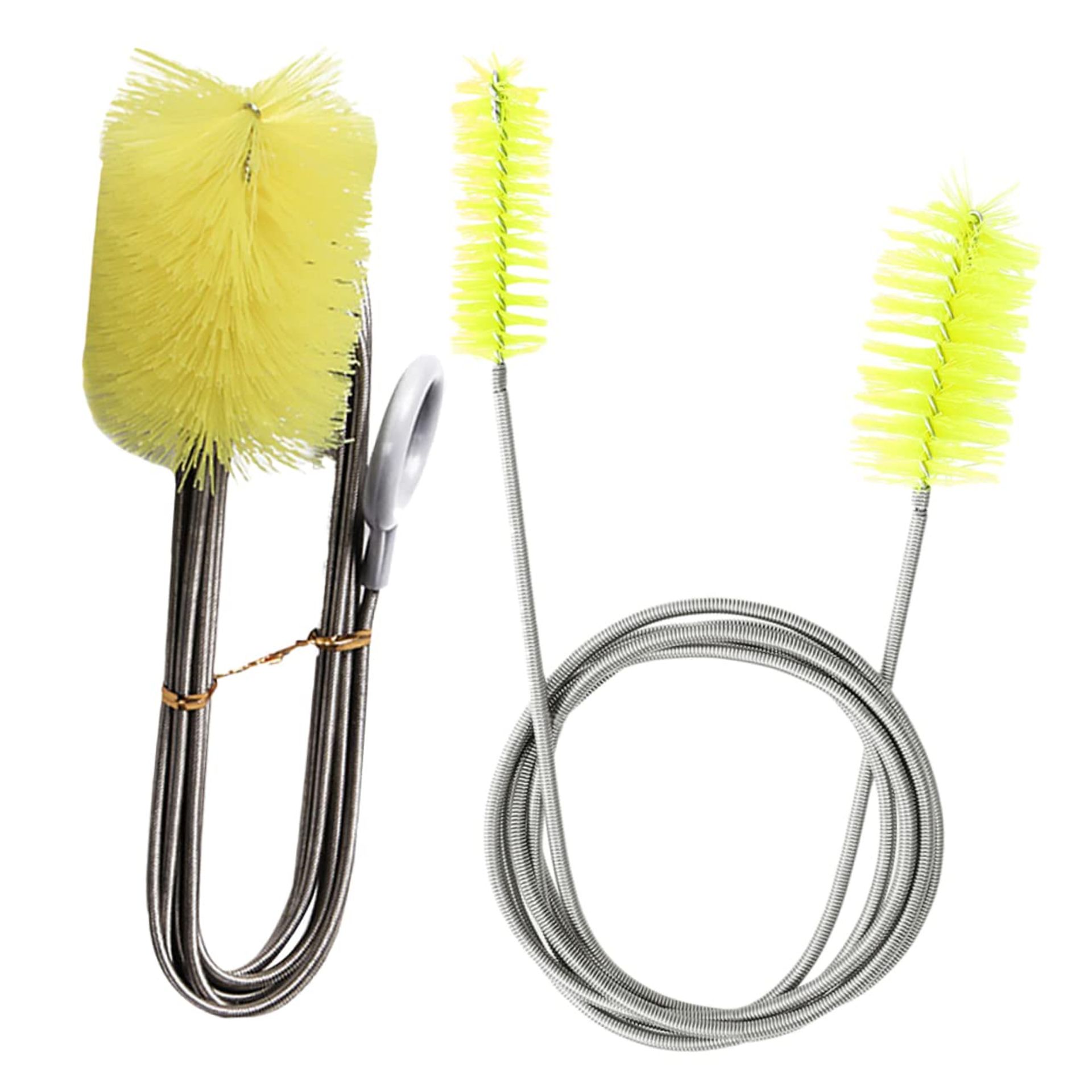 2Pcs U-Shaped Aquarium Cleaning Brush with Flexible Spring & Stainless Steel Handle for Fish Tank Maintenance