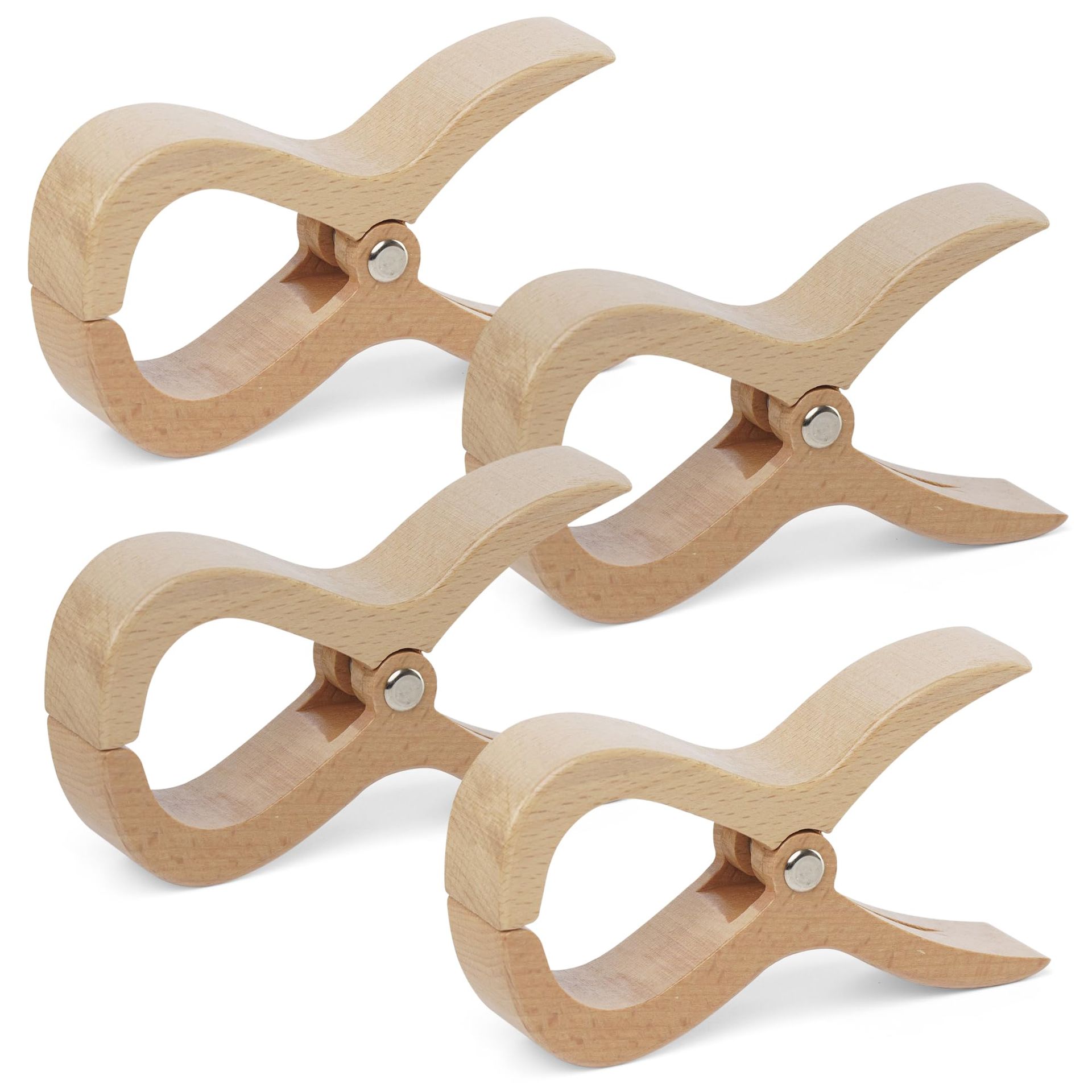 Large Wooden Beach Clips Multipurpose Towel and Accessory Pegs for Lounger, Yacht or Garden Use - Natur Big