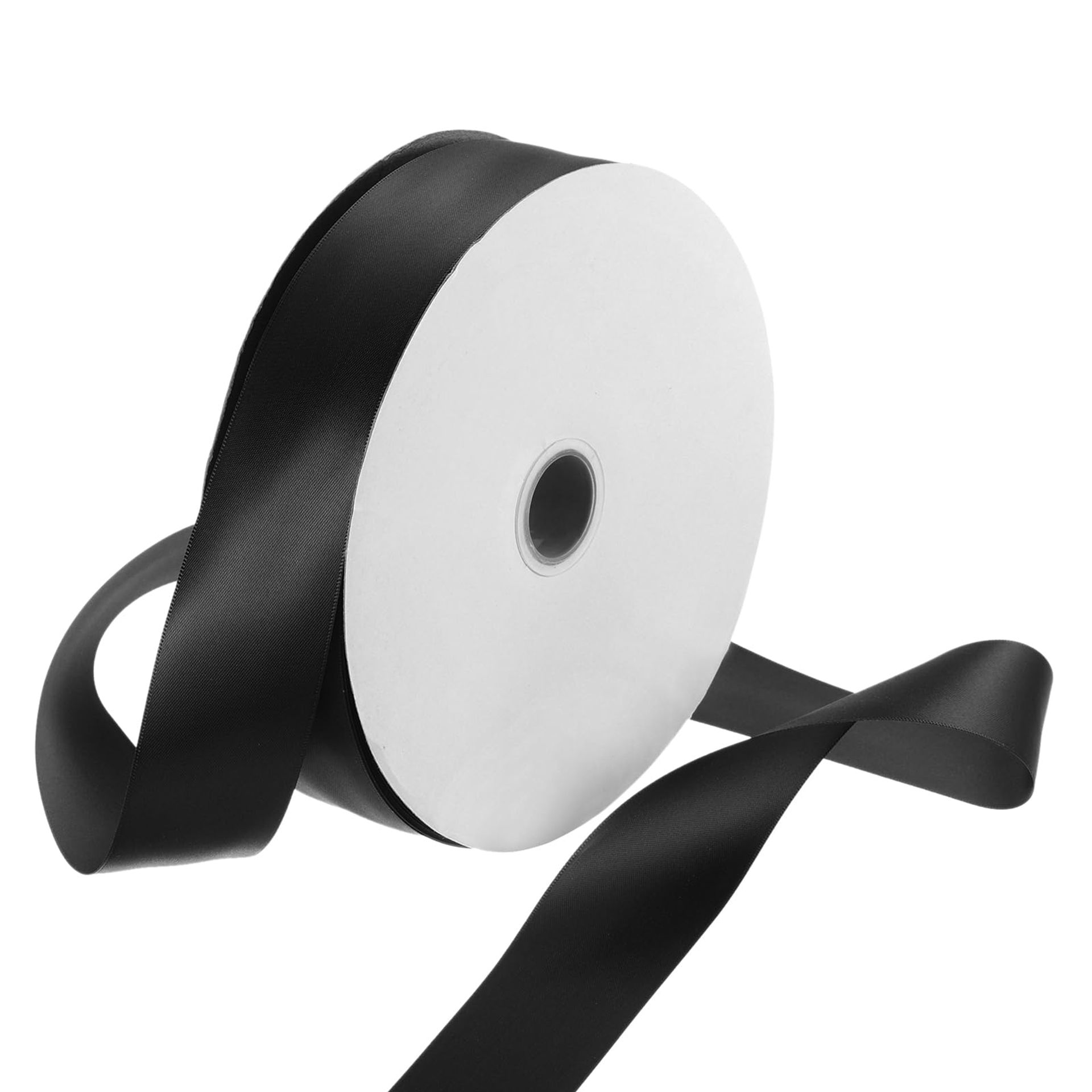 Rebower 38mm Satin Ribbon 91m Thick Double Face Grosgrain Silk Ribbon, [for Gift Wrapping, Hair Bows, Wedding, Cake, Flower] - 100 Yard/300ft/ Black