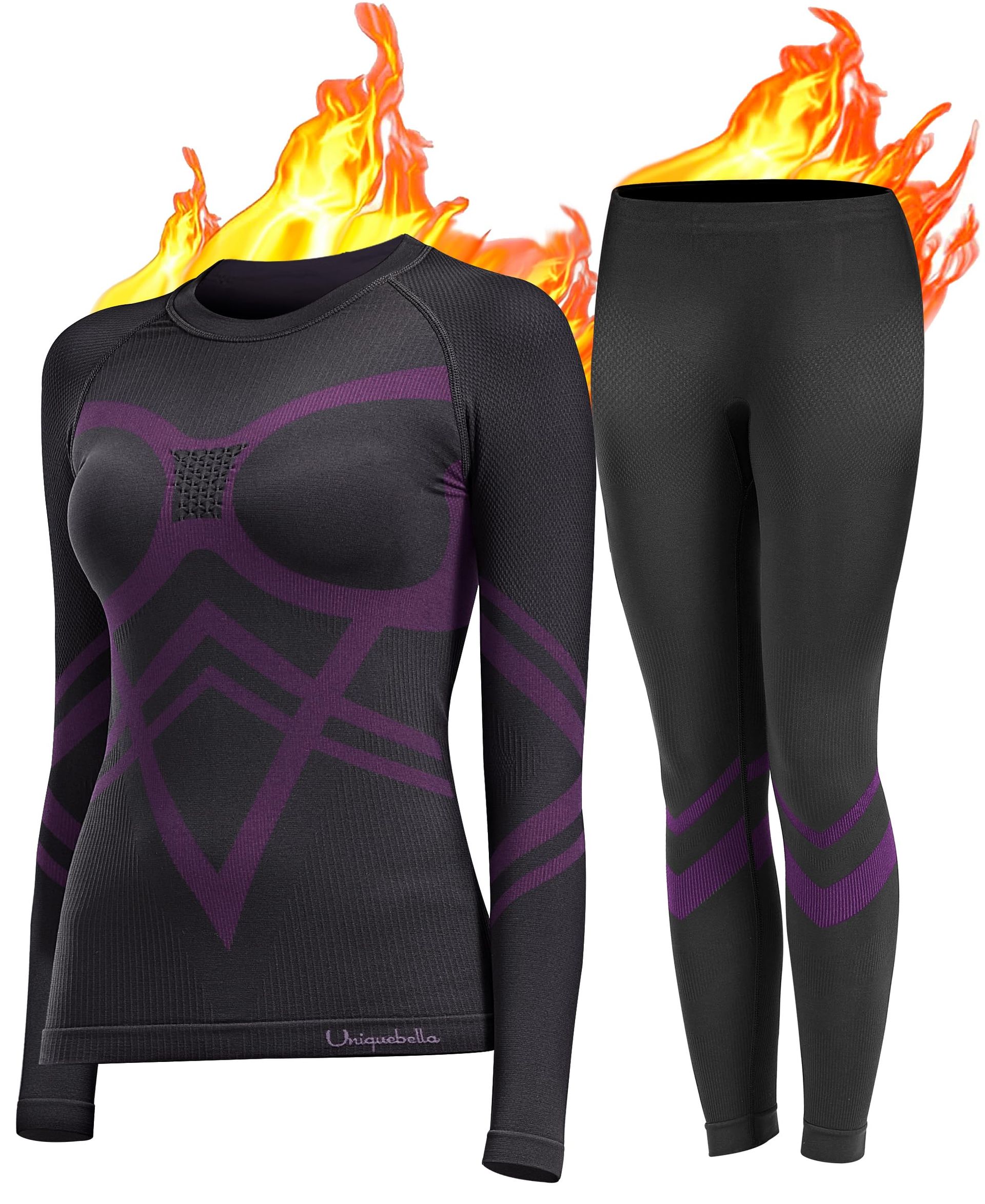 UNIQUEBELLA Women's Quick Dry Thermal Underwear Set - Ideal for Skiing, Sport, Yoga