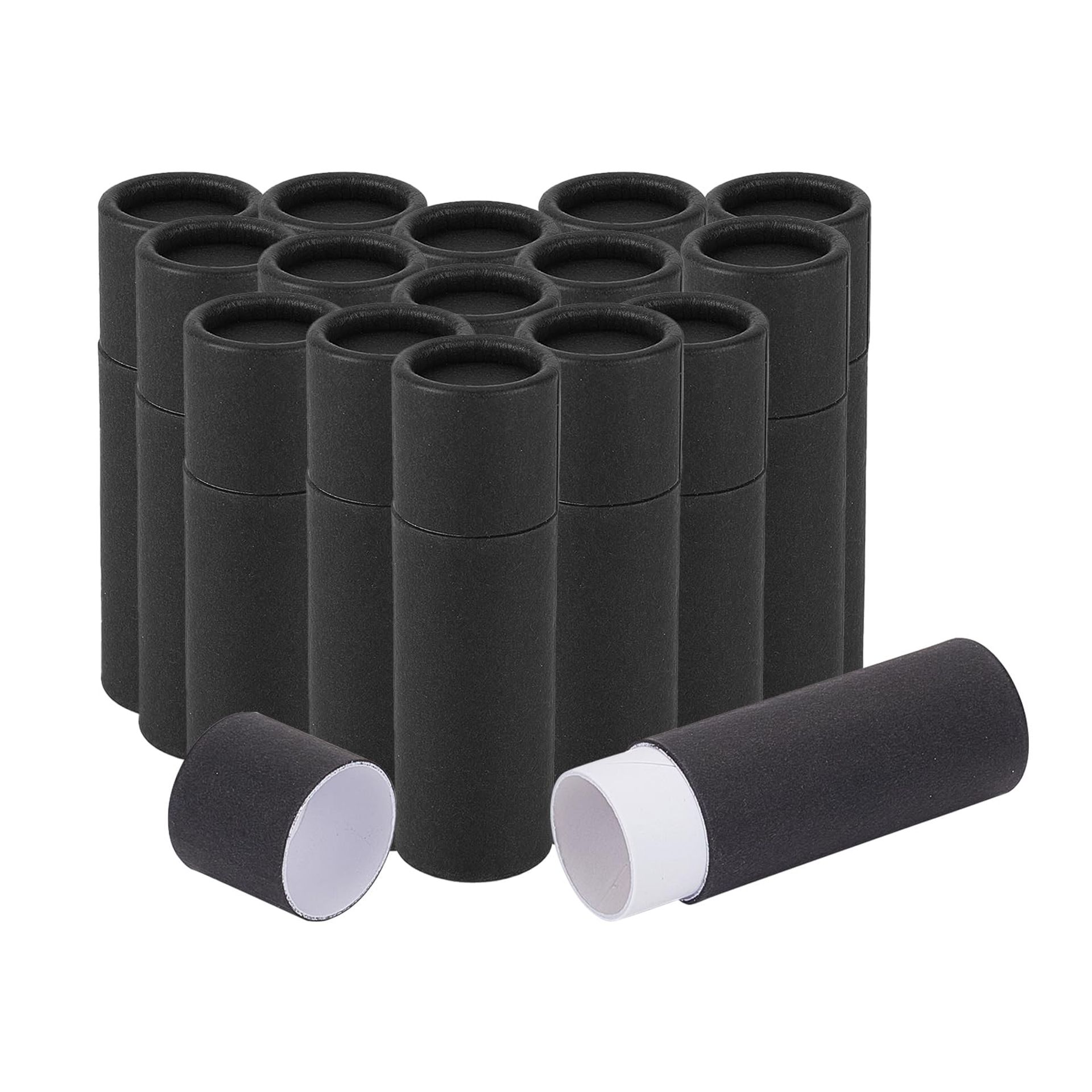 15 Pcs Paperboard Lip Balm Tubes, 0.4 Oz, Black Cardboard Containers for DIY Cosmetics & Solid Perfume