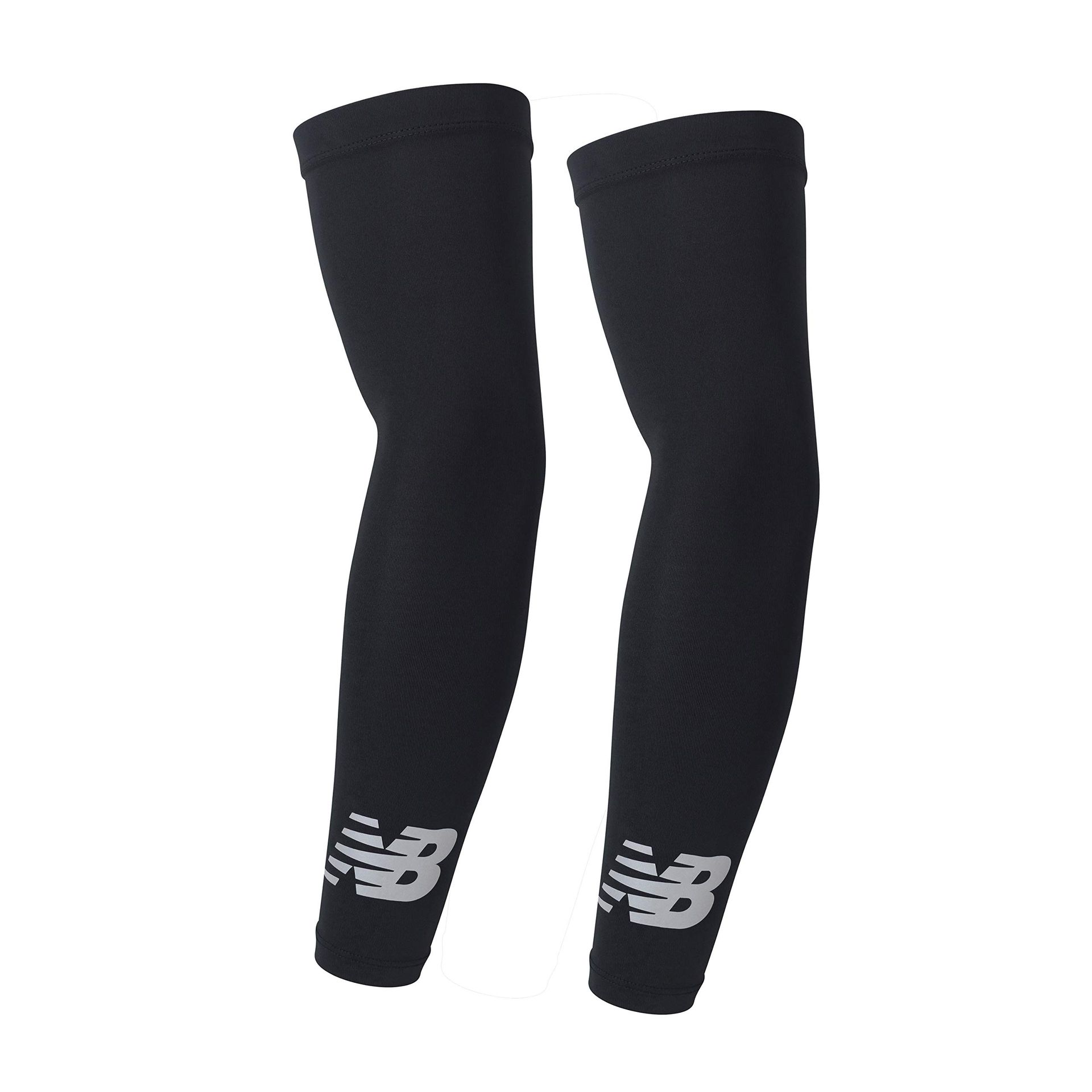 New Balance Unisex Outdoor Sports Compression Arm Sleeves, Arm Warmer - Black & White (1 Pair)