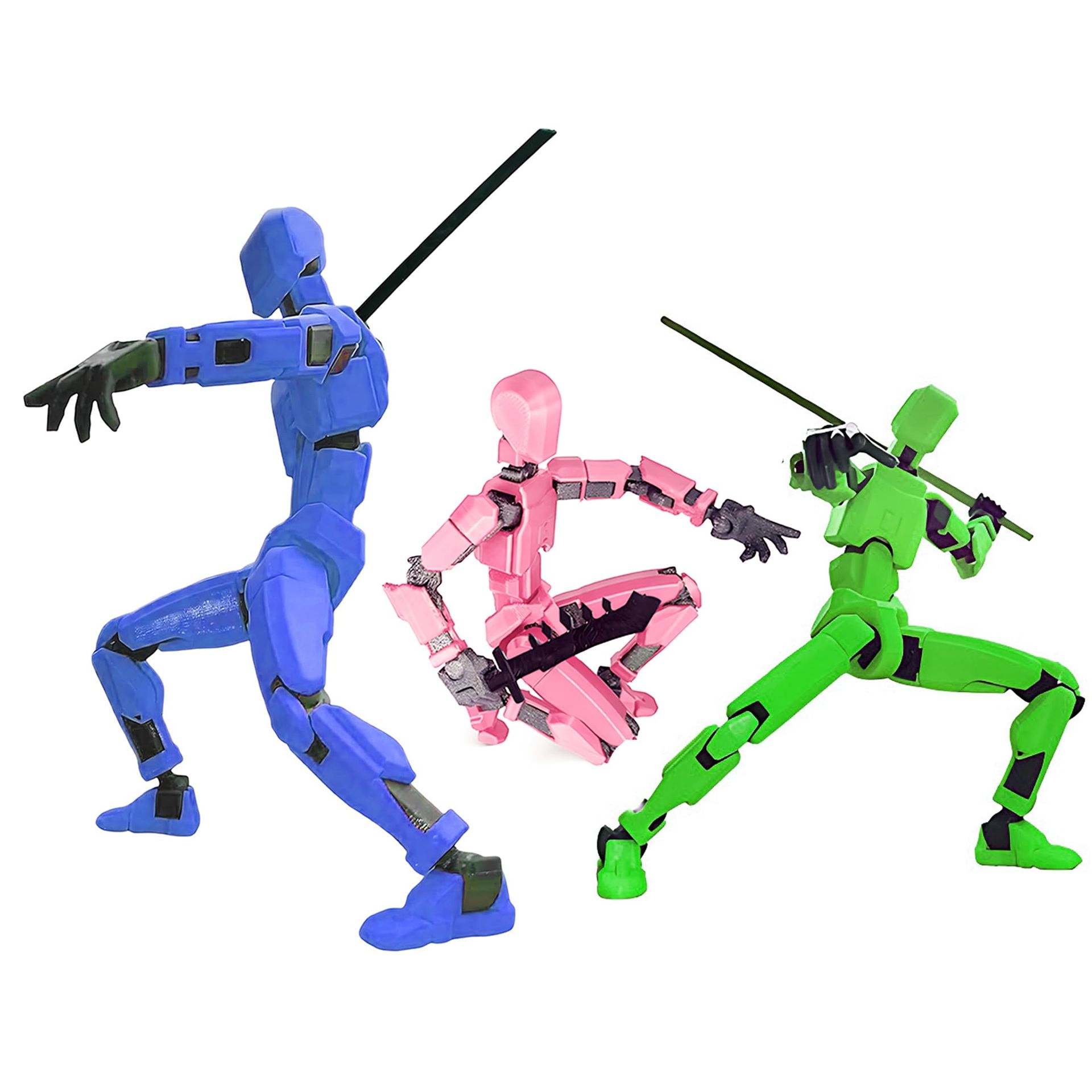 Robot 13 Action Figures 3D Printed Multi‑Jointed Movable Collectible Desk Ornament Gift Set for Game Fans - 3 Pcs‑B One Size