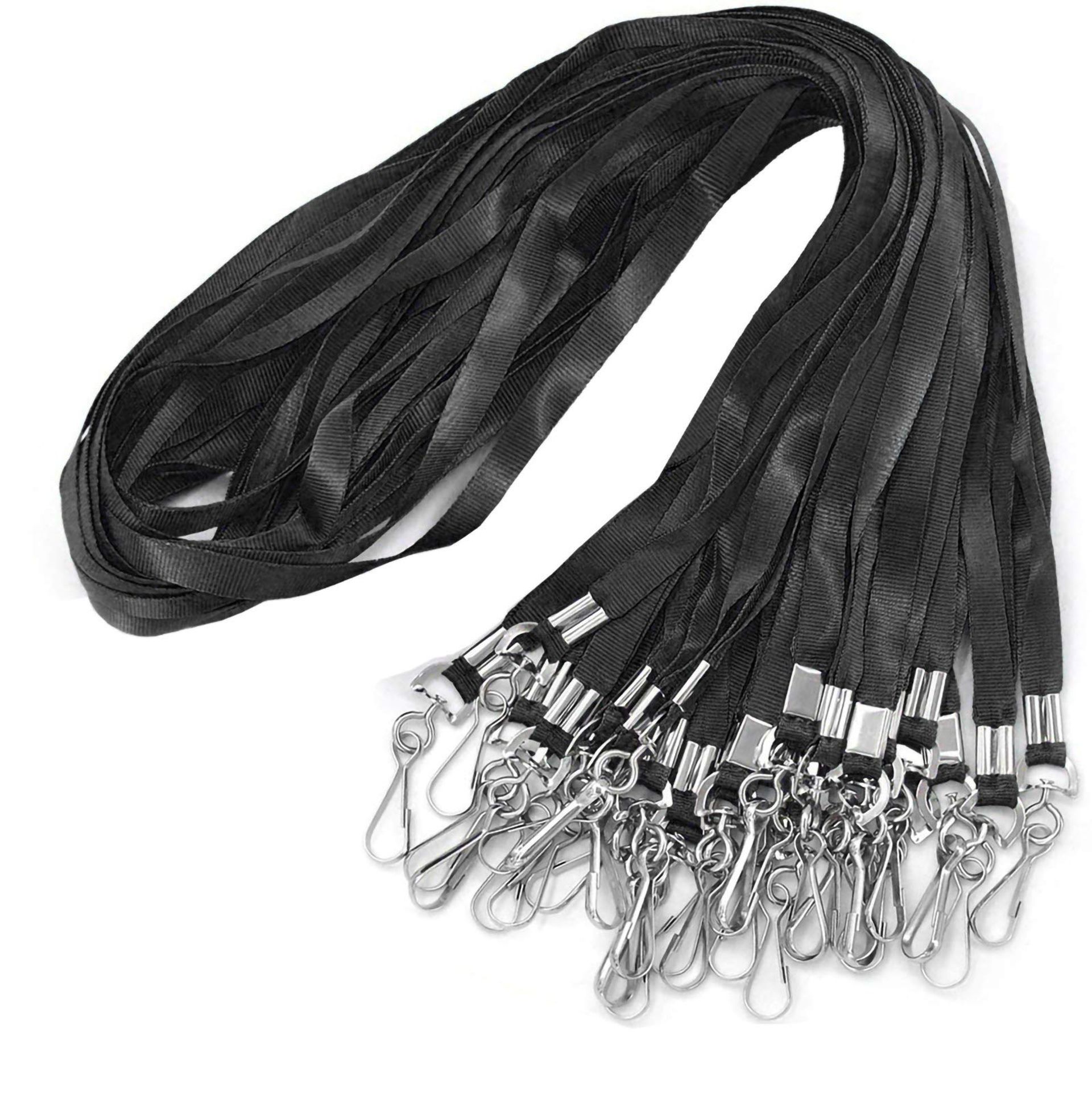100 Pack Neck Lanyards with Swivel Hook and ID Card Holder Ideal for Office, School or Events - Black