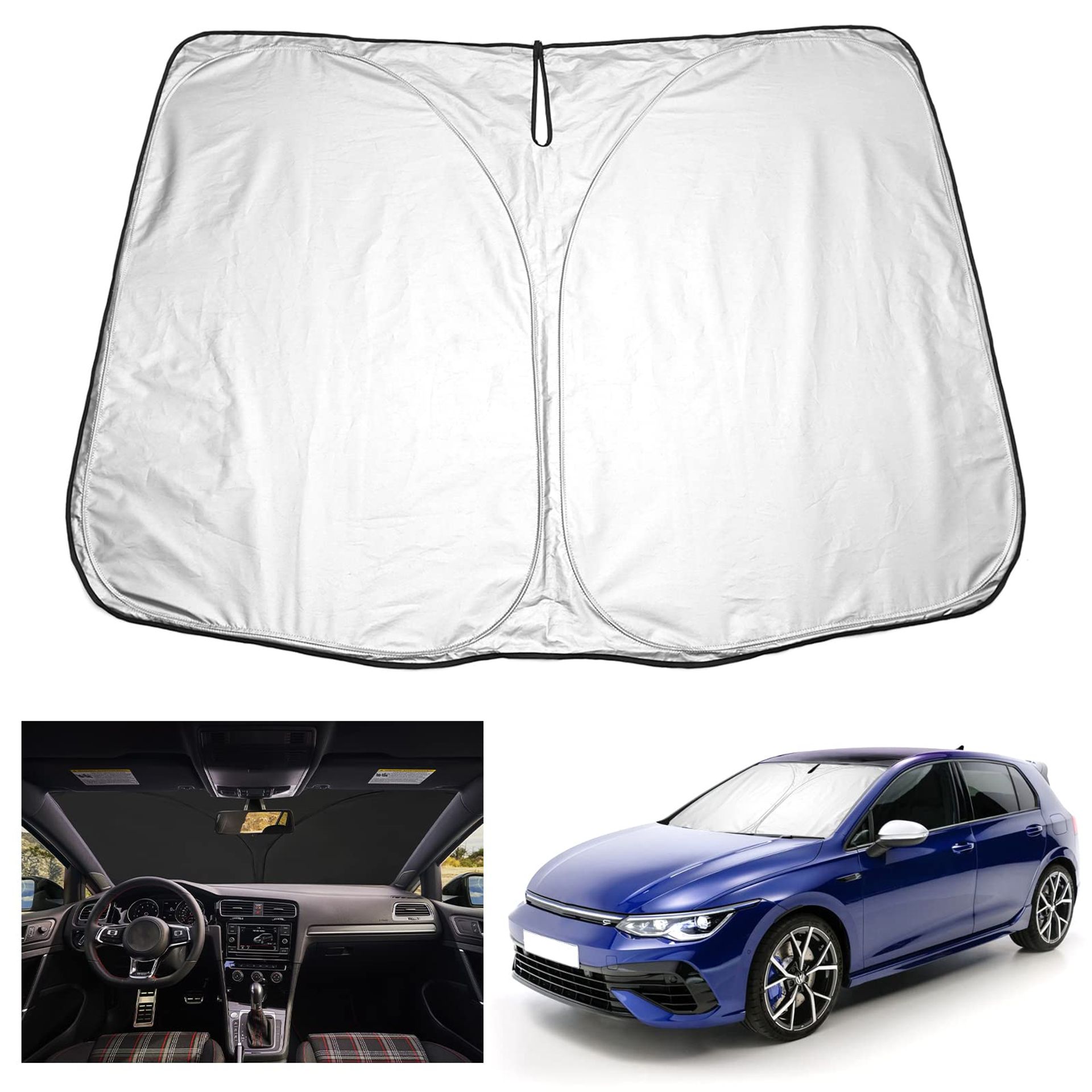 Car Windscreen Sun Shade Foldable UV Heat Protection Compatible with Golf 7 7.5 / SEAT Leon MK3 / Leon Cupra 5F - Golf 7