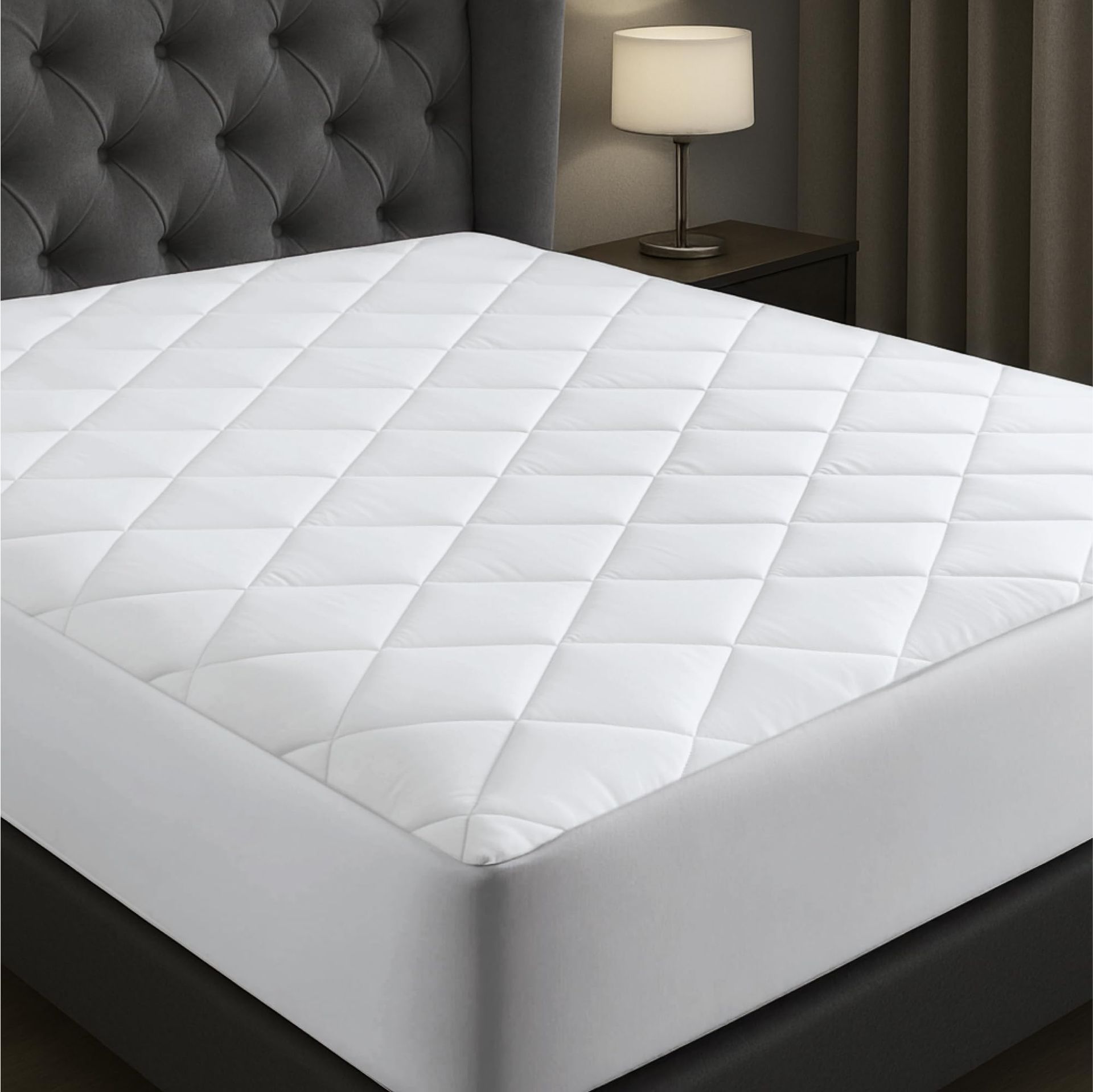 100% Cotton Quilted Mattress Protector Full Size - Breathable, Absorbent & Non Noisy