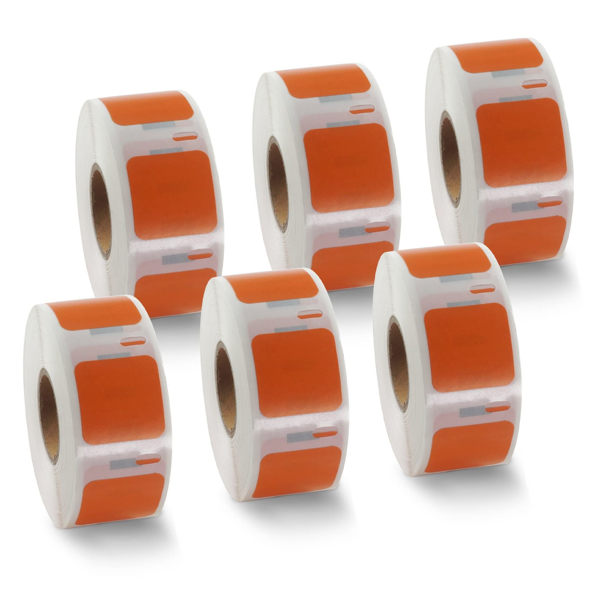 BETCKEY - 6 Rolls Orange Small Multi-Purpose Labels Compatible with DYMO S0929120, 25mm x 25mm, 4500 Colored Labels Using for DYMO LabelWriter 450 & 4XL