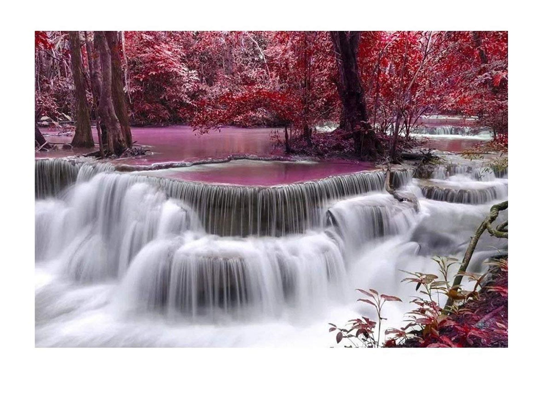 1000 Piece Forest Waterfall Jigsaw Puzzle Wooden Landscape for Adults - Multicolour 30x20 Inches