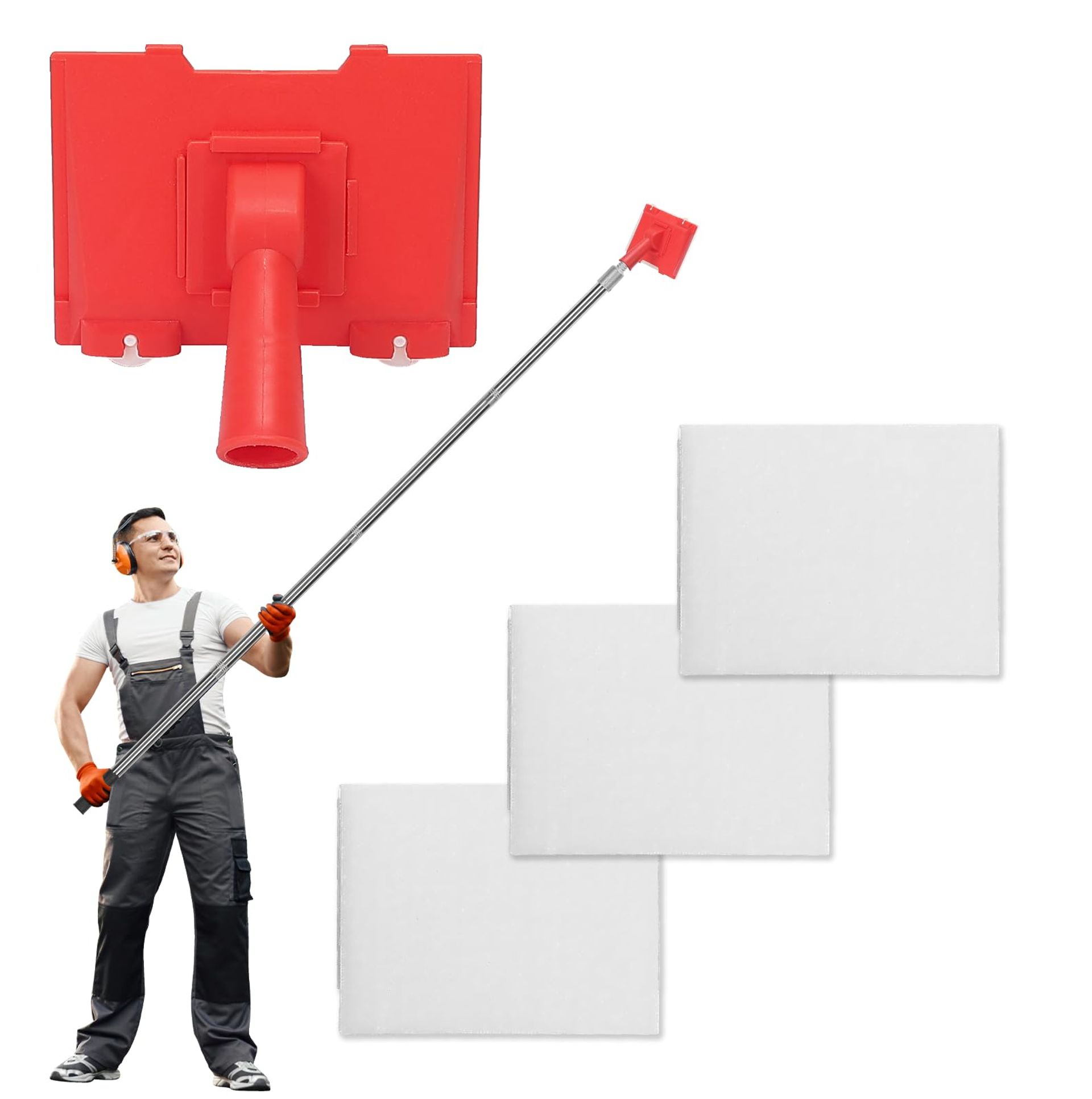 Paint Edger Tool with Extension Pole and Adjustable Edge Trimmer for Walls and Ceilings - Yellow Grey