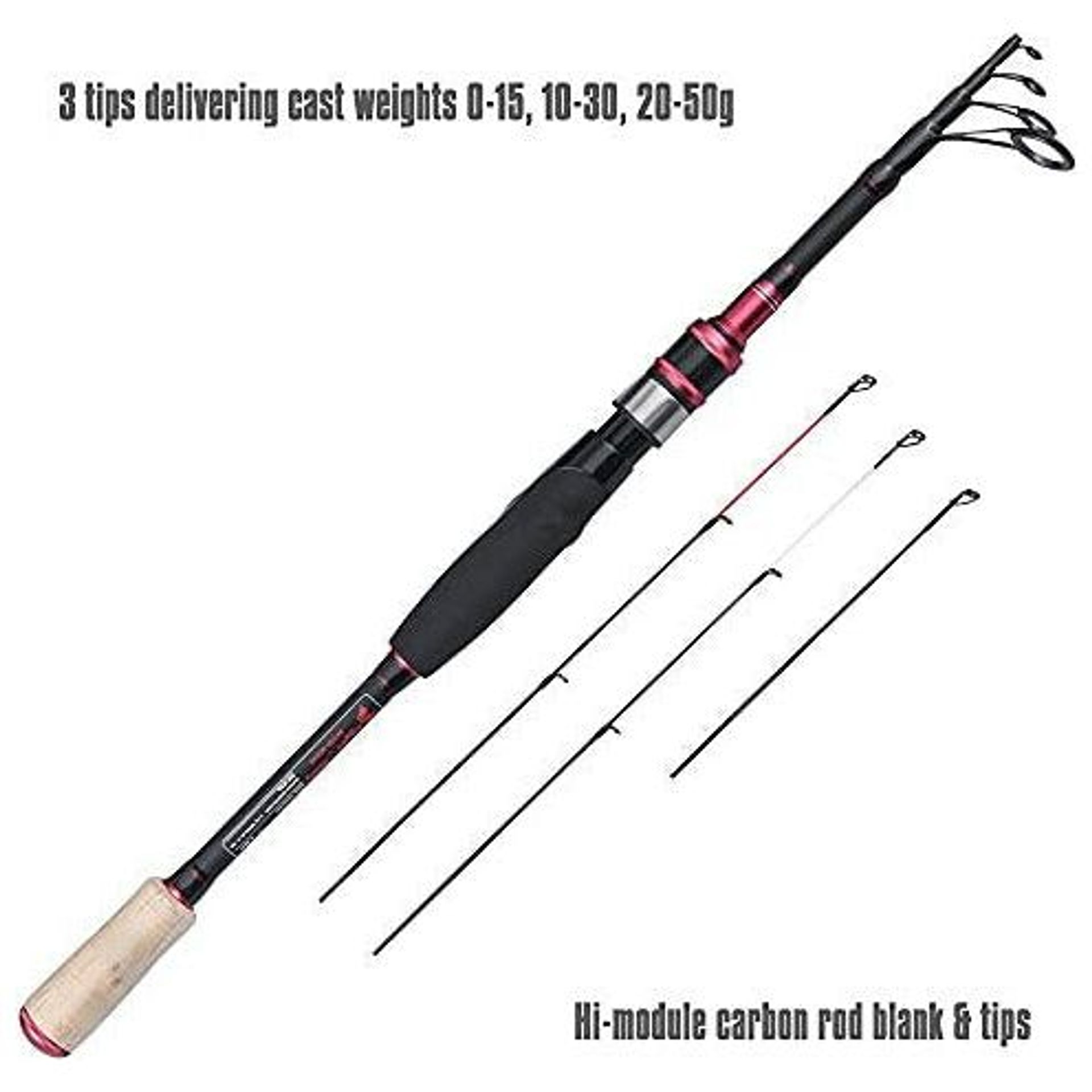 RGGED AND READY X5 MAX Canna da pesca da viaggio potente. Super compatta, canna da viaggio multifunzionale. 1 canna 9 combinazioni. 2,70 m, 2,45 m, 2,25 m (7,4 ')+4 punte. Dimensioni del